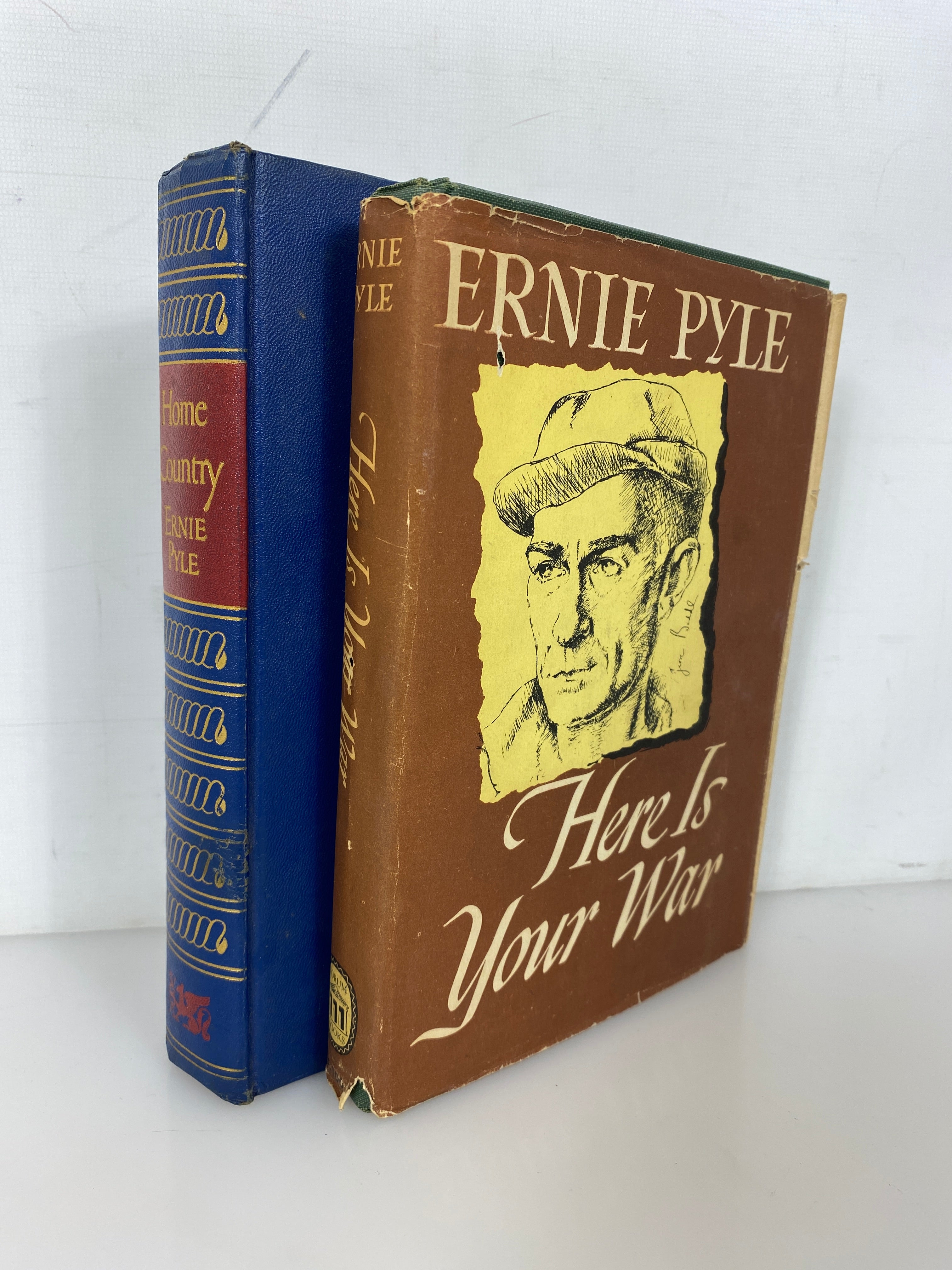 2 Ernie Pyle: Here is Your War (1945)/Home Country (1947) Vintage HC