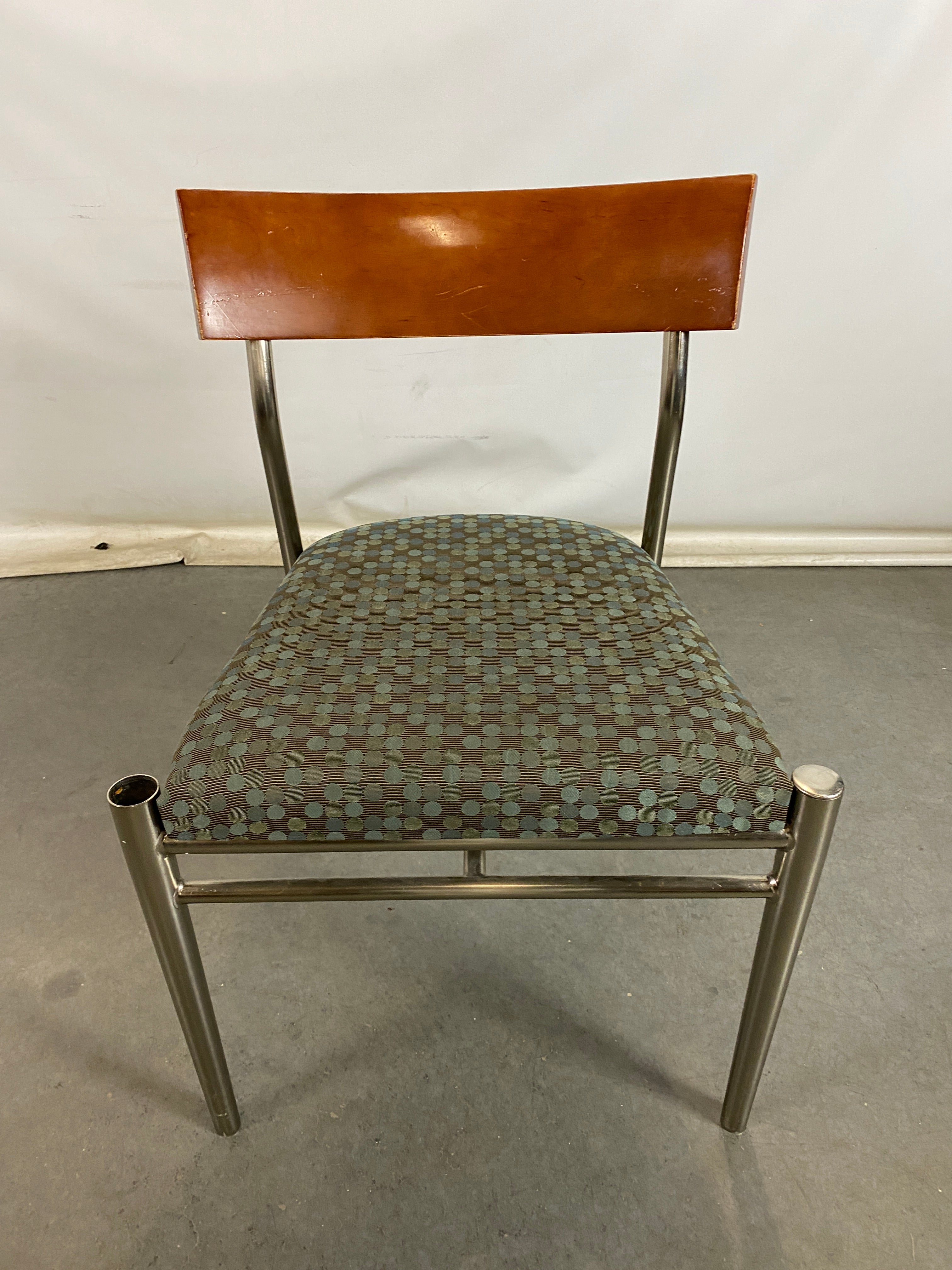 Green Upholstered Chair with Wood Back