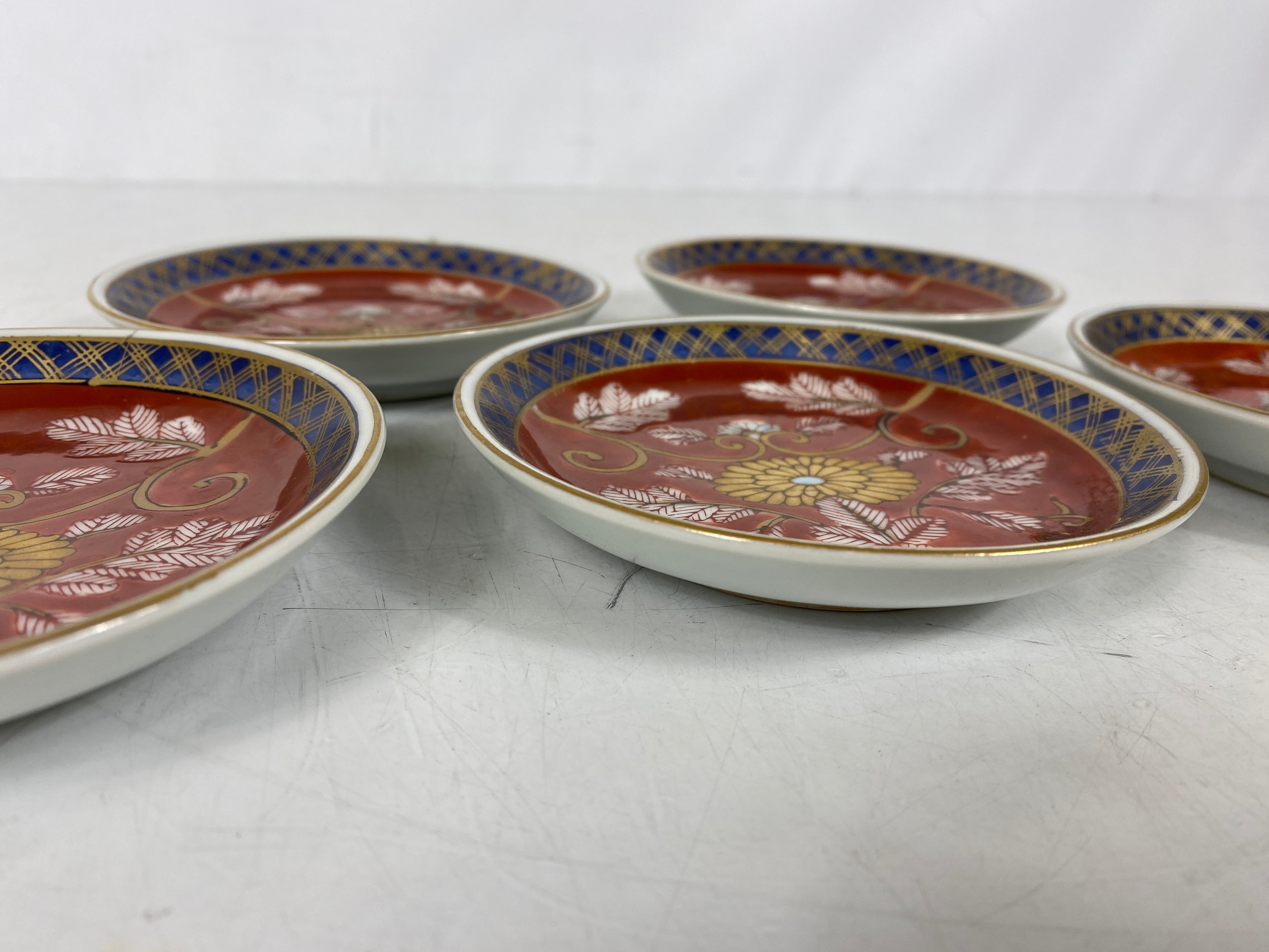 Vintage Hand Painted Gold Imari Small Plate Set of 5