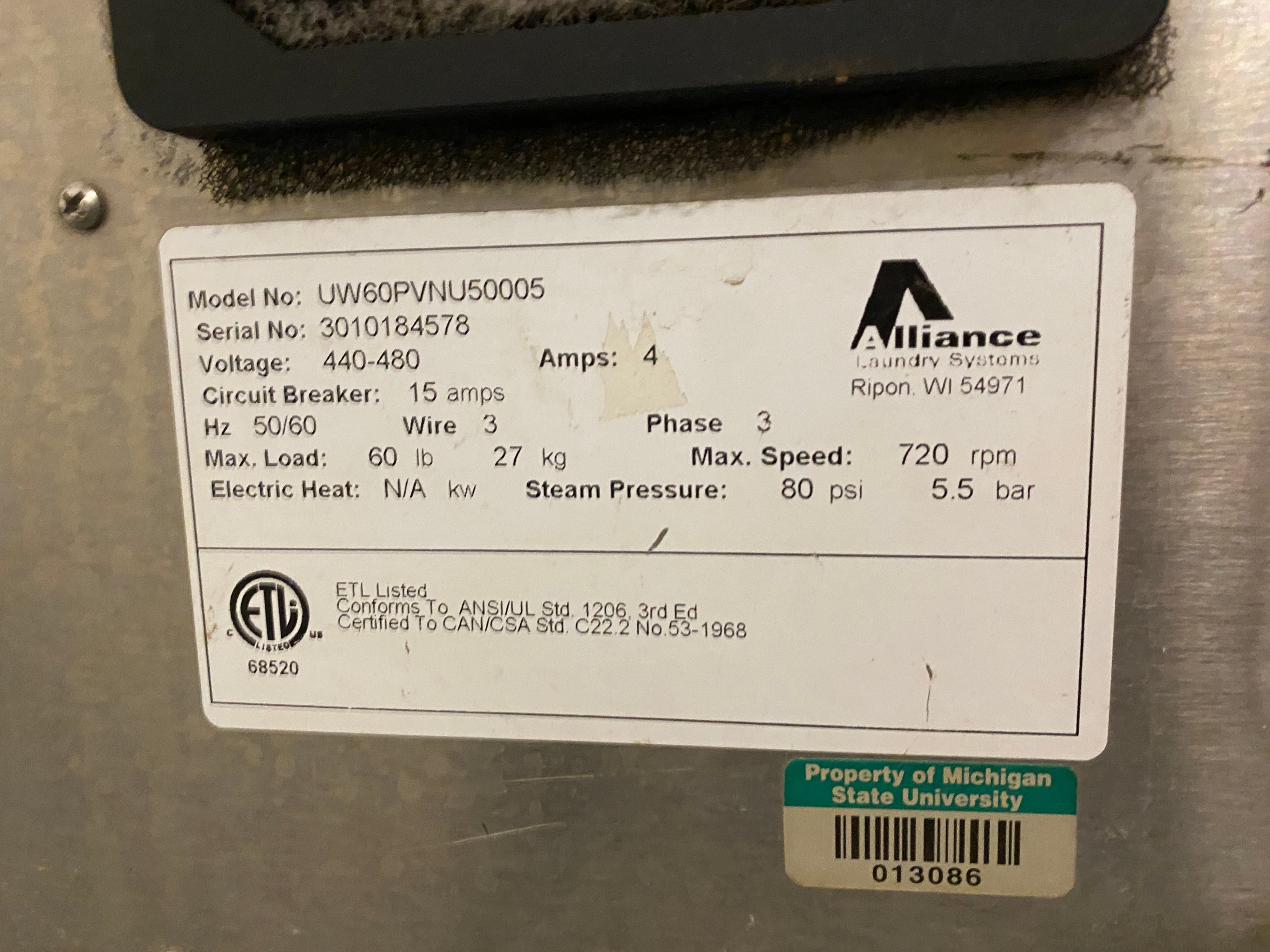 Uni-Mac #UW60PVNU50005 Commercial Washer