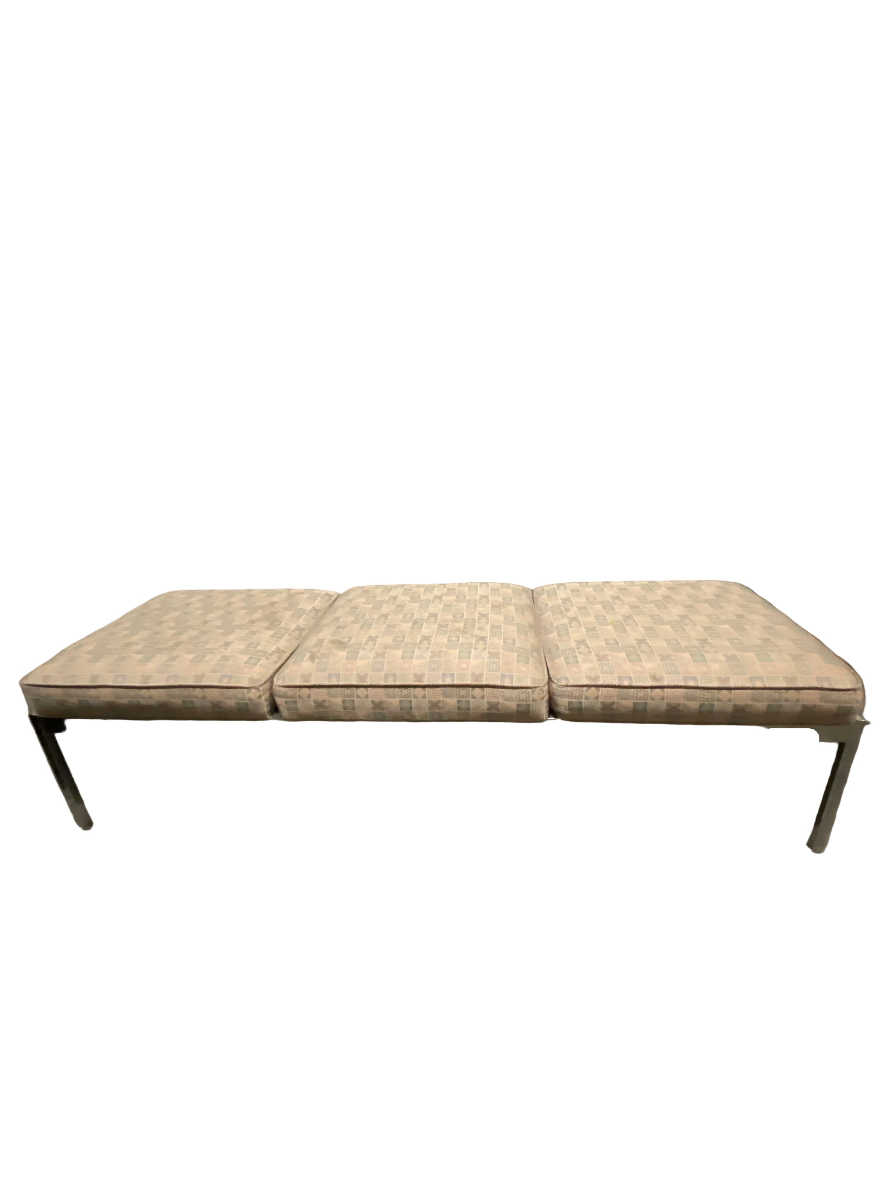 Steelcase Upholstered Tan Tile Patterned Bench