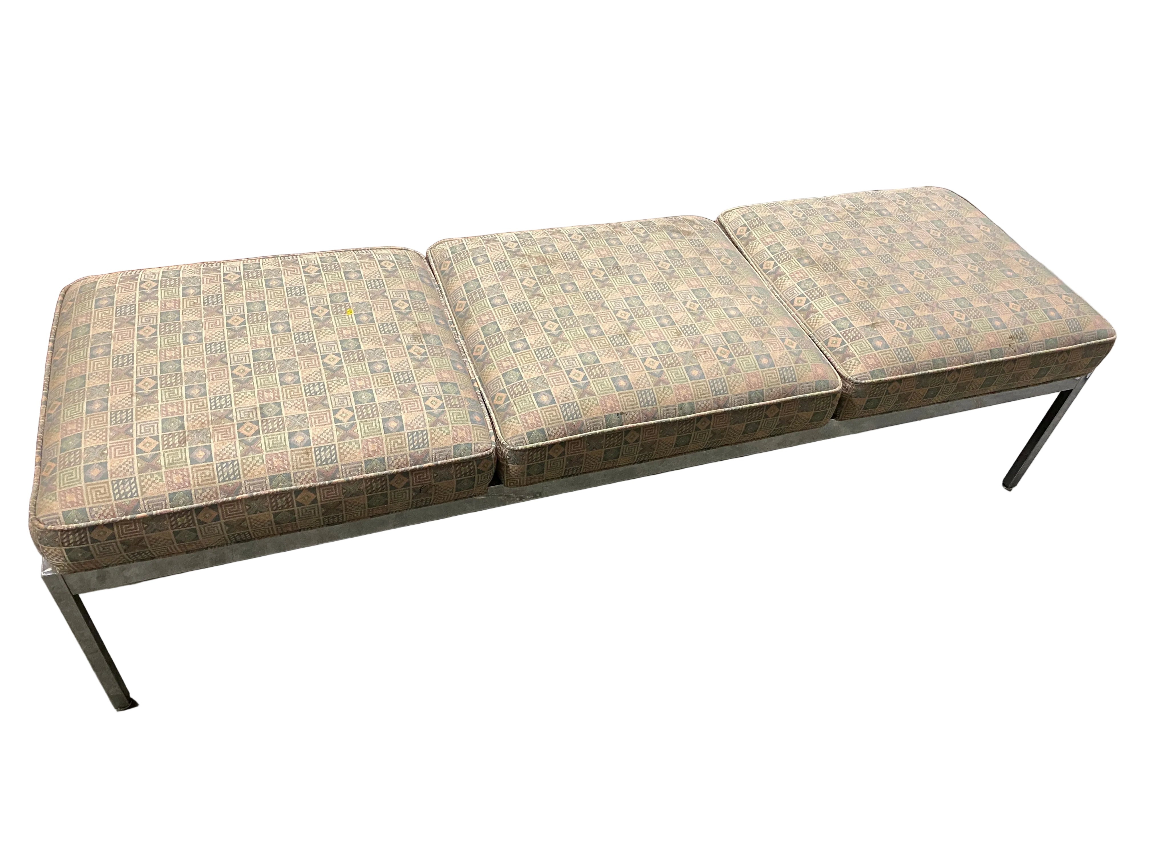 Steelcase Upholstered Tan Tile Patterned Bench