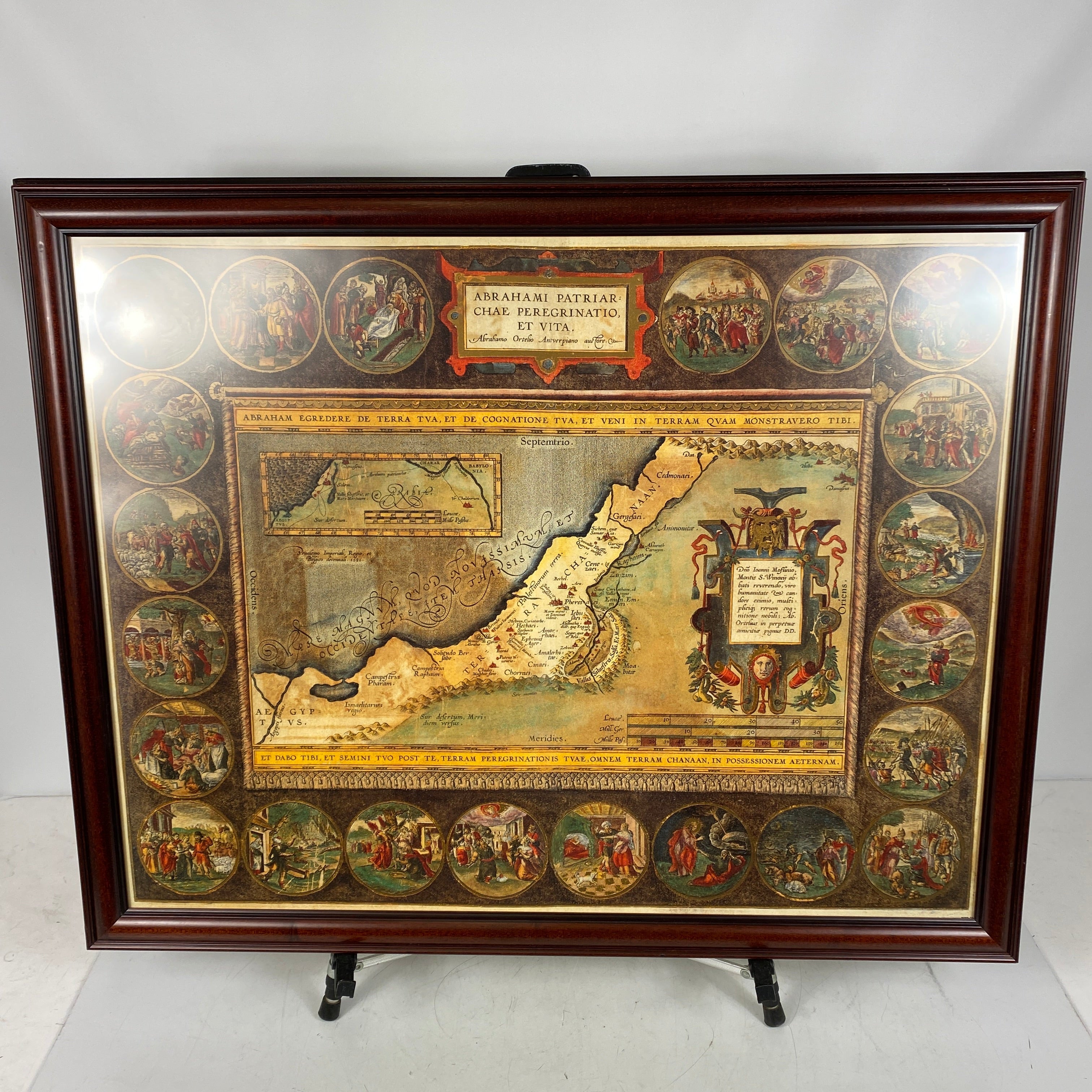 "The Pilgrimage and Life of the Patriarch Abraham" Painting in Red Wood Frame