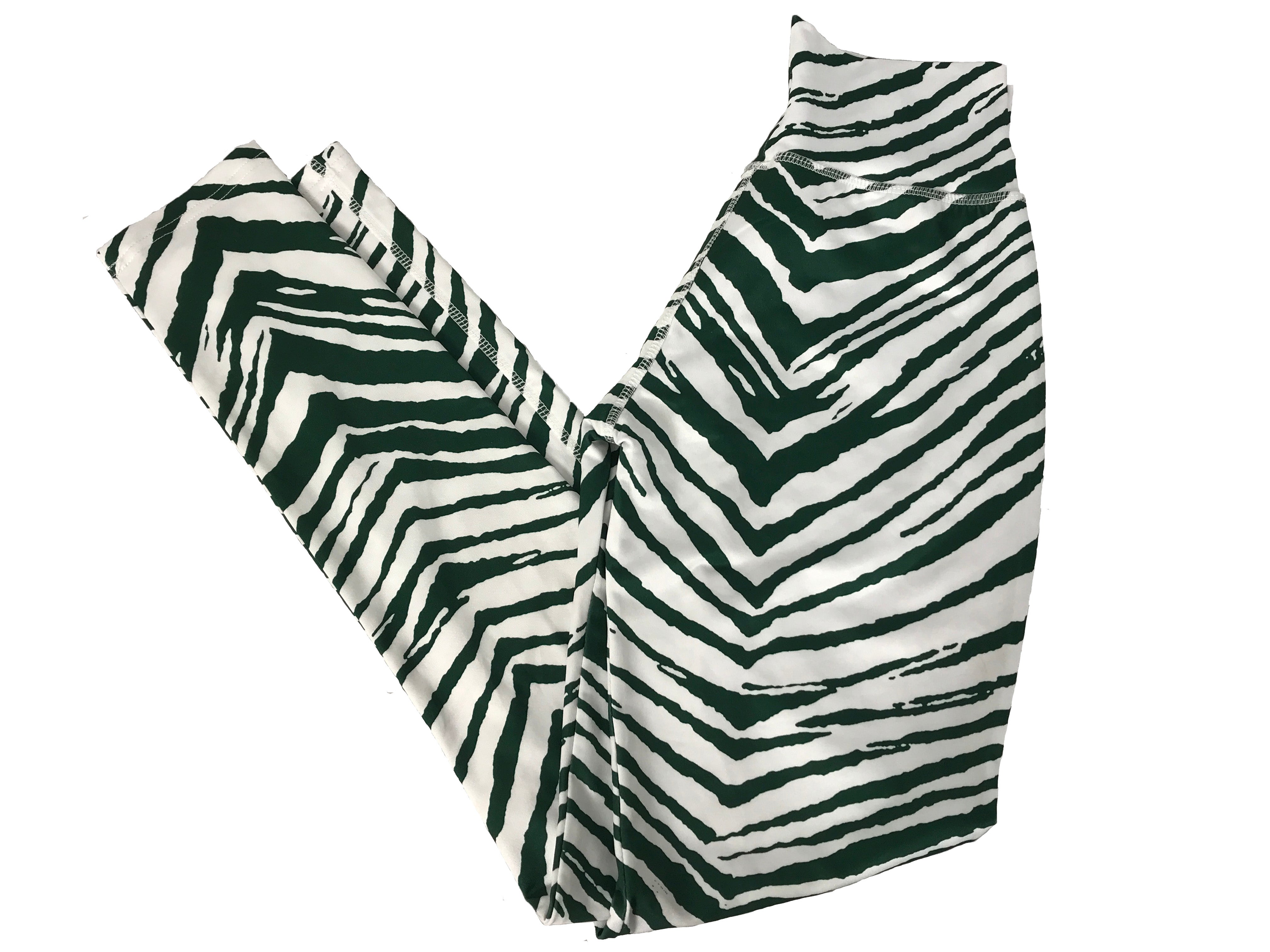 MSU Green and White Zebra Print Leggings Women's Size S