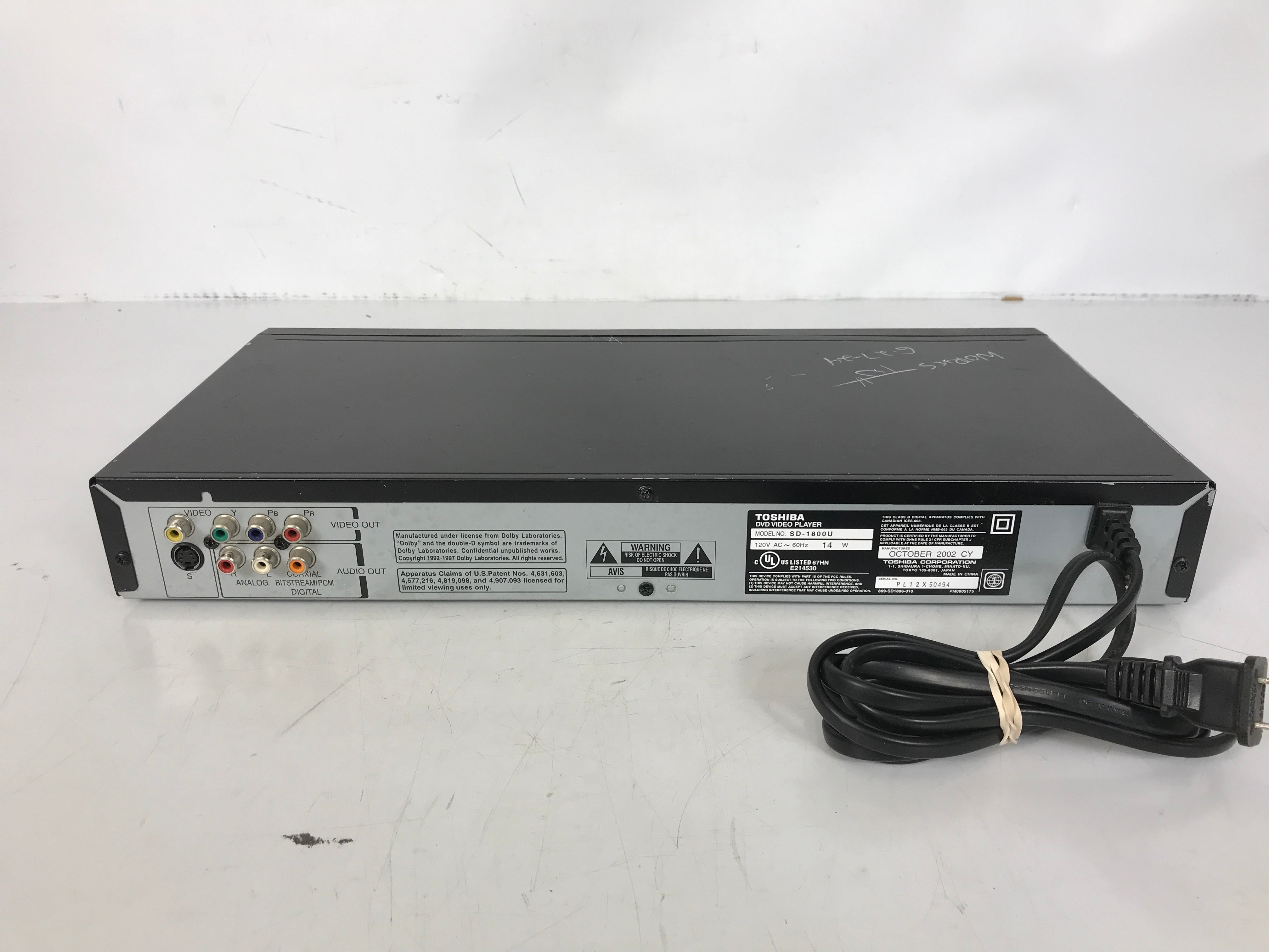 Toshiba SD-1800U DVD Video Player