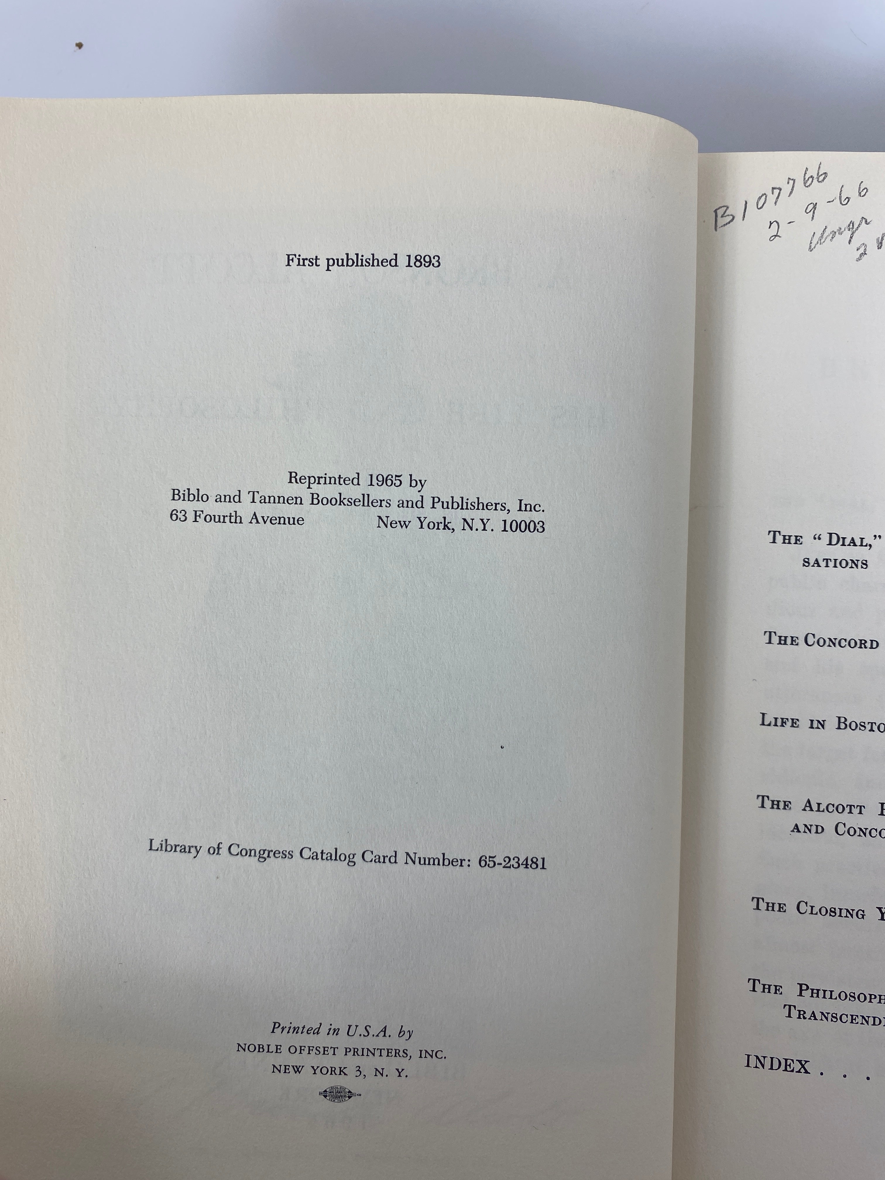 2 Volume Set A. Bronson Alcott His Life & Philosophy 1965 Vintage Ex-Library HC