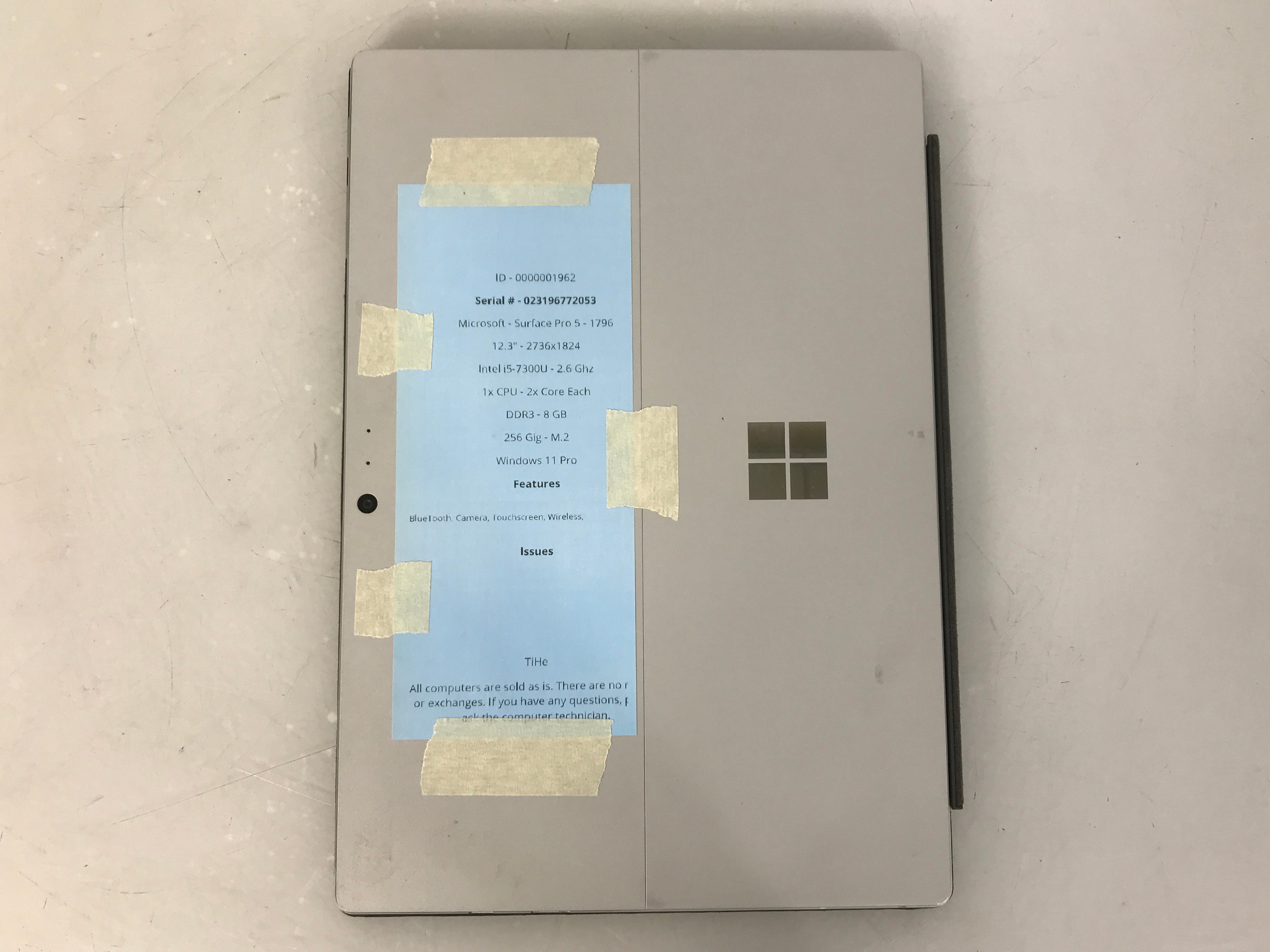 Microsoft Surface Pro 5 2.6GHz i5 Windows 11 Pro