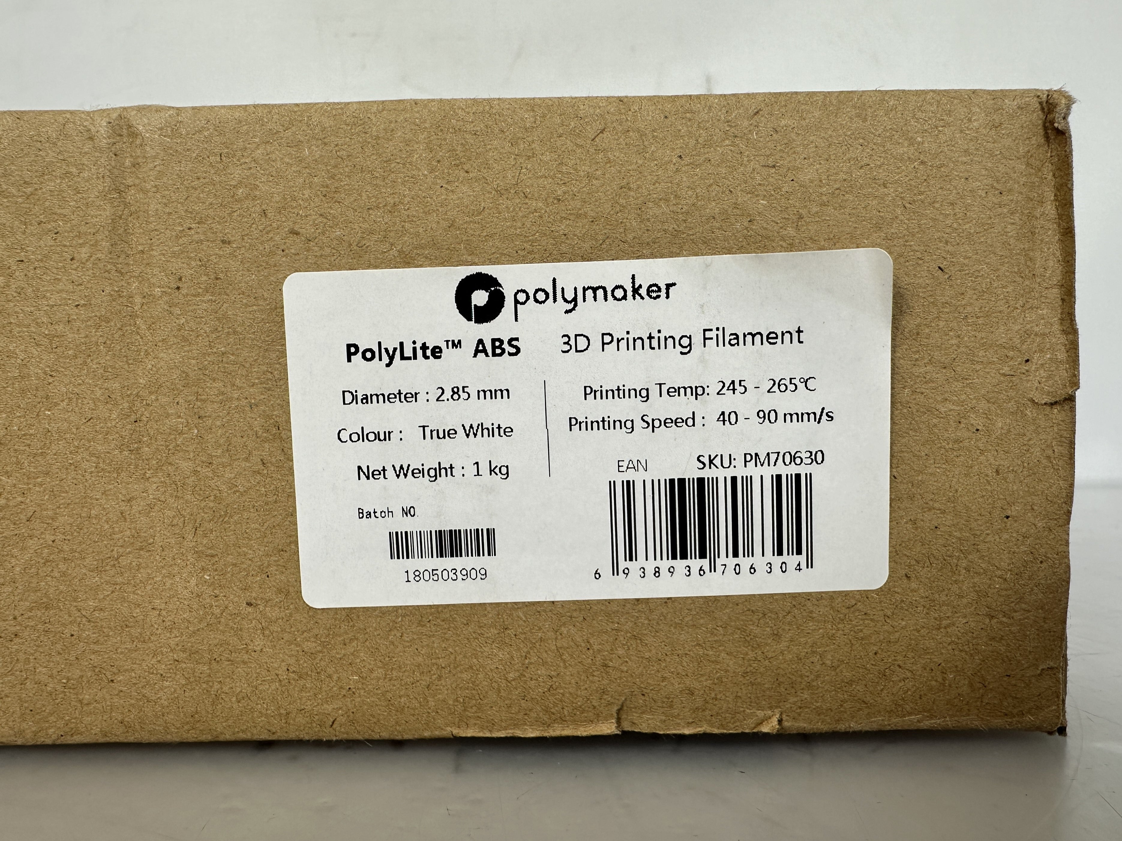 Polymaker PolyLite ABS 2.85mm True White Filament 1kg Spool