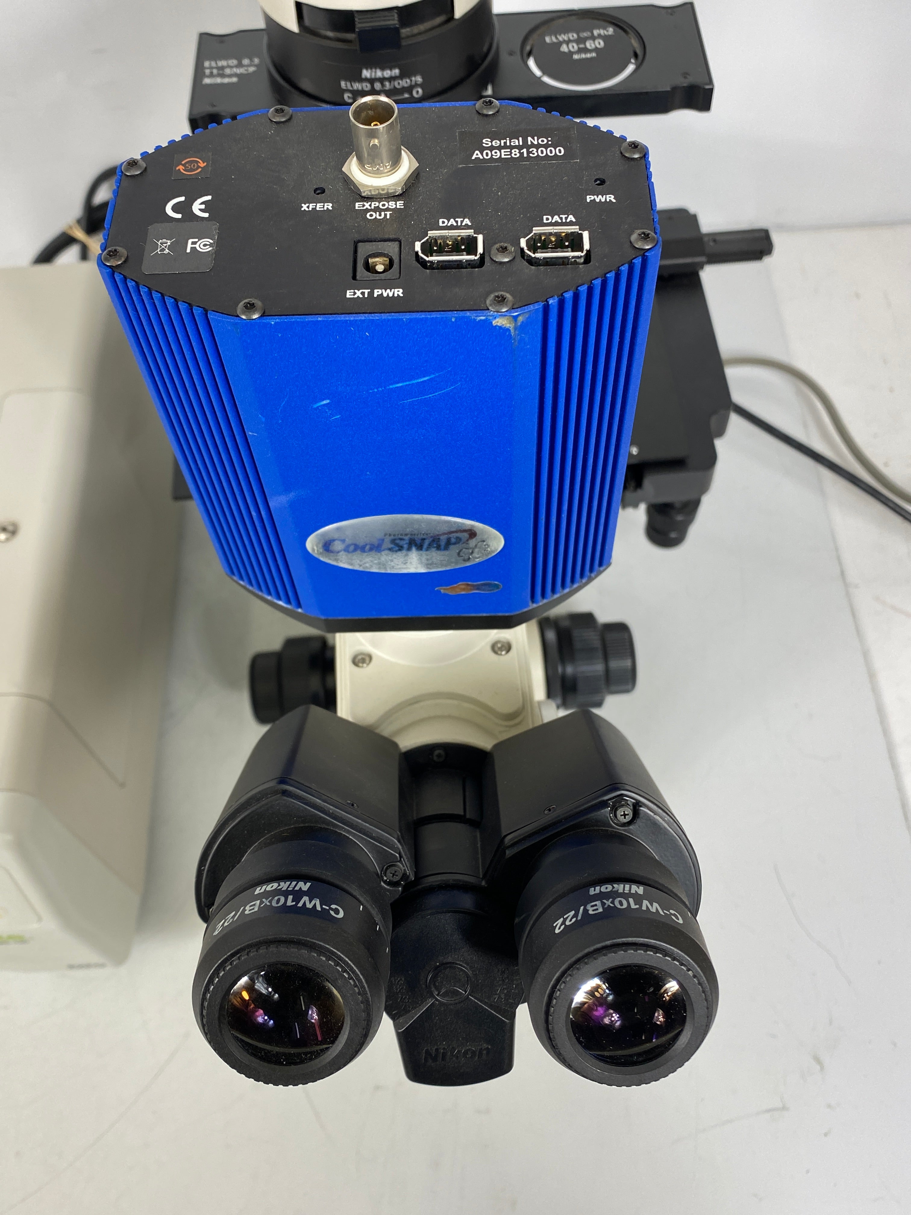 Nikon Eclipse TS-100-F Inverted Phase Contrast Microscope with Photometrics CoolSNAP CF2 Camera