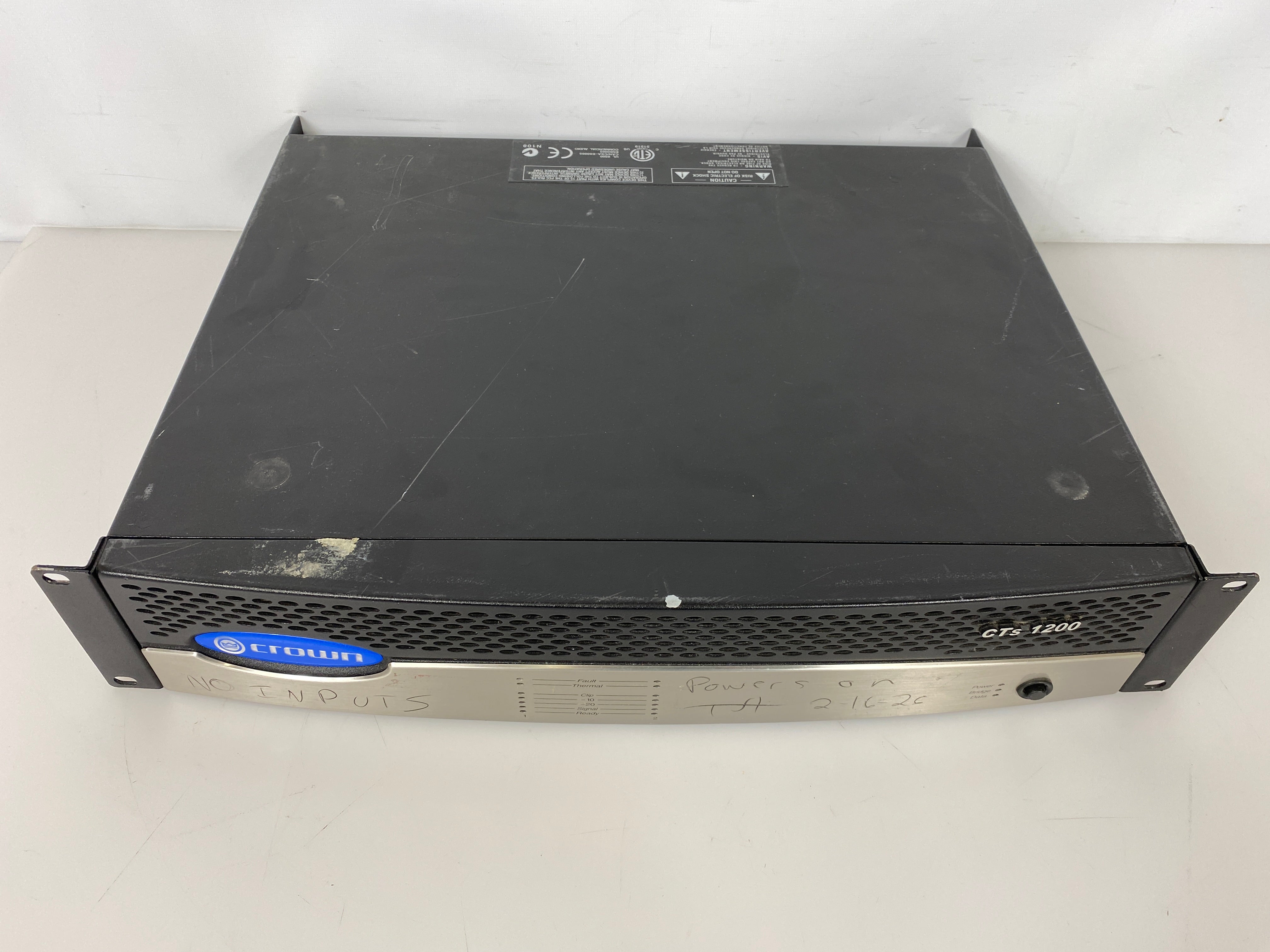 Crown CTs 1200 2-Channel Power Amplifier *Untested*