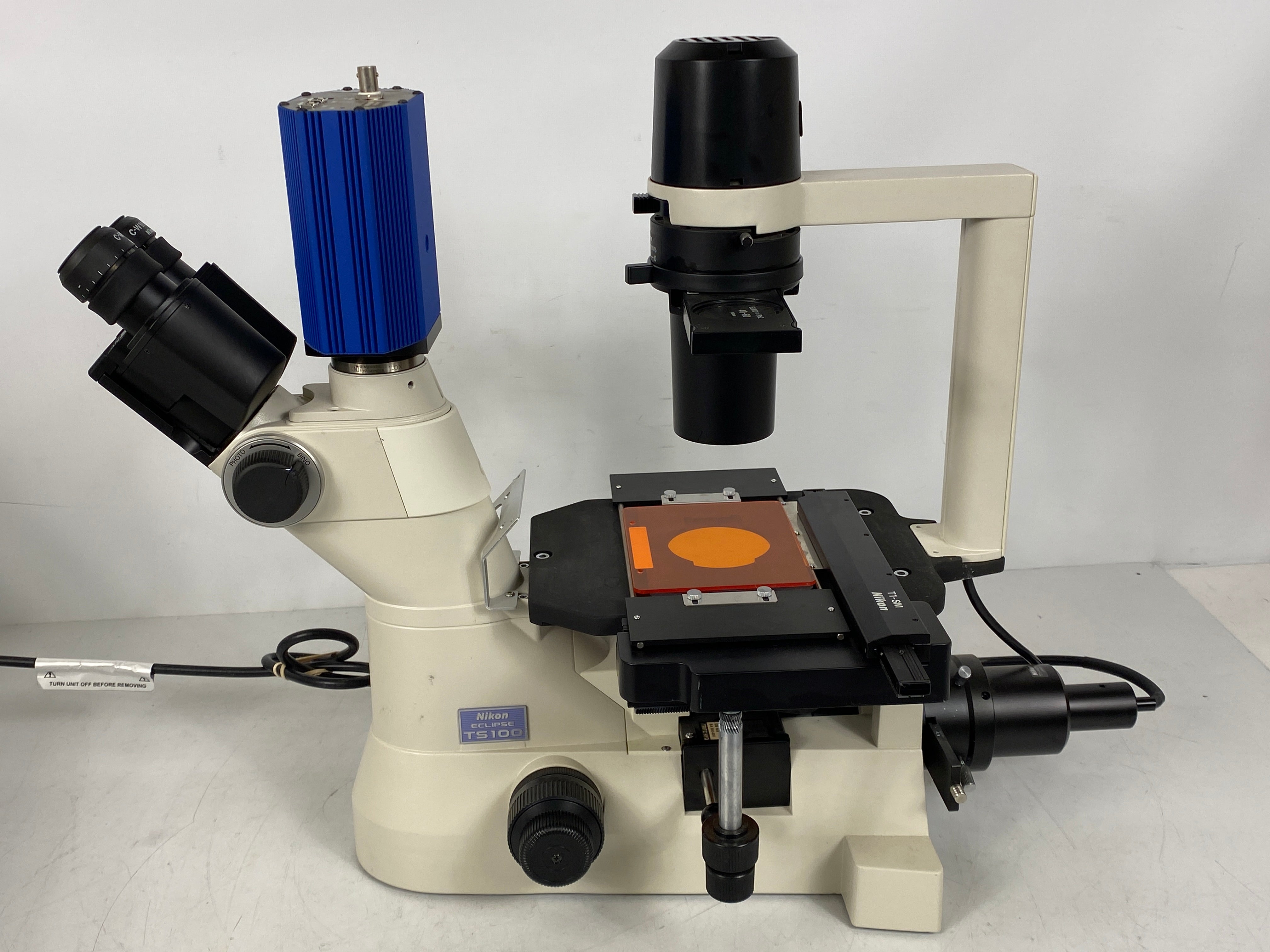 Nikon Eclipse TS-100-F Inverted Phase Contrast Microscope with Photometrics CoolSNAP CF2 Camera