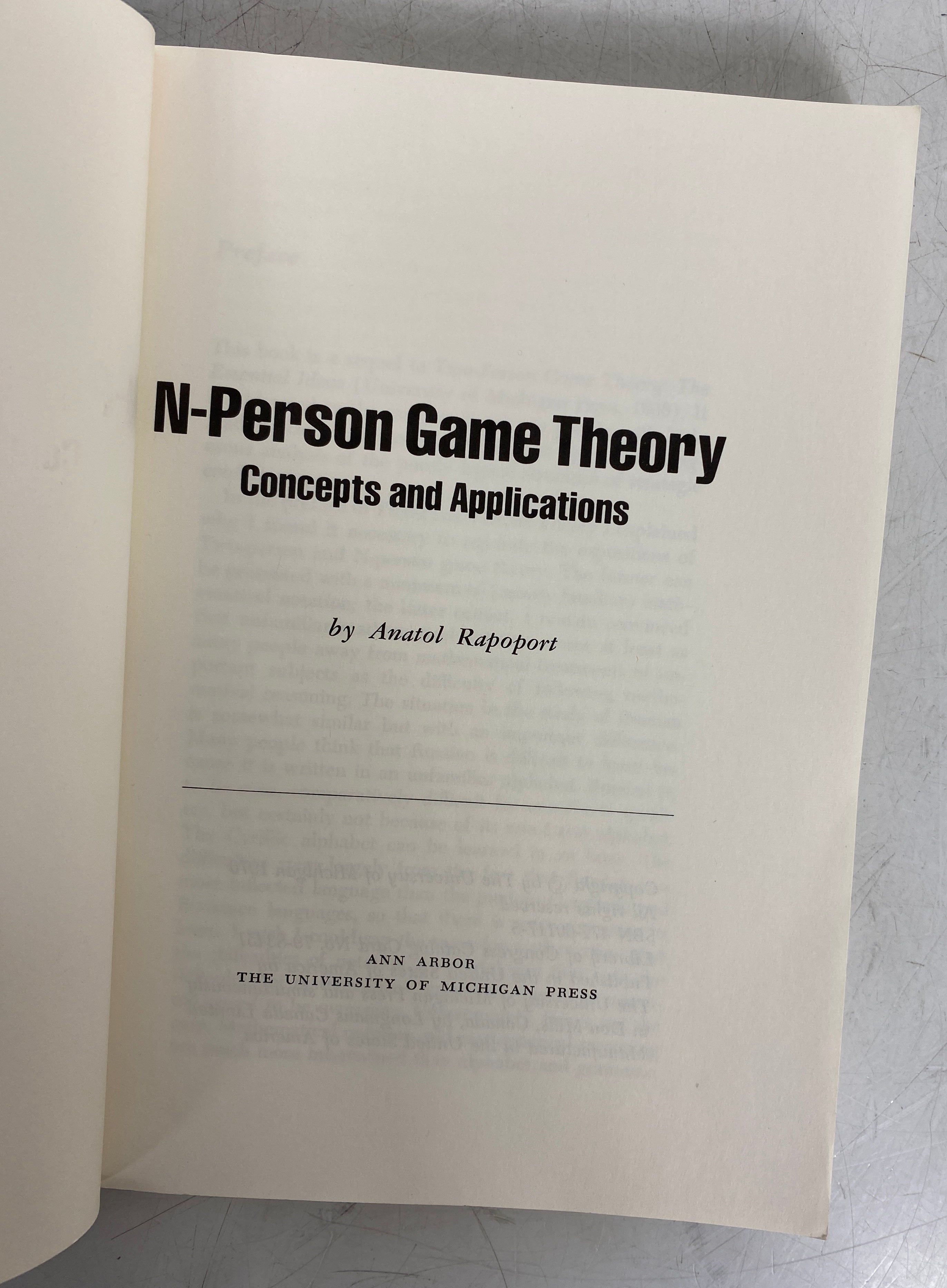 2 Anatol Rapoport Vols: Two-Person/N-Person Game Theory 1966-70 SC