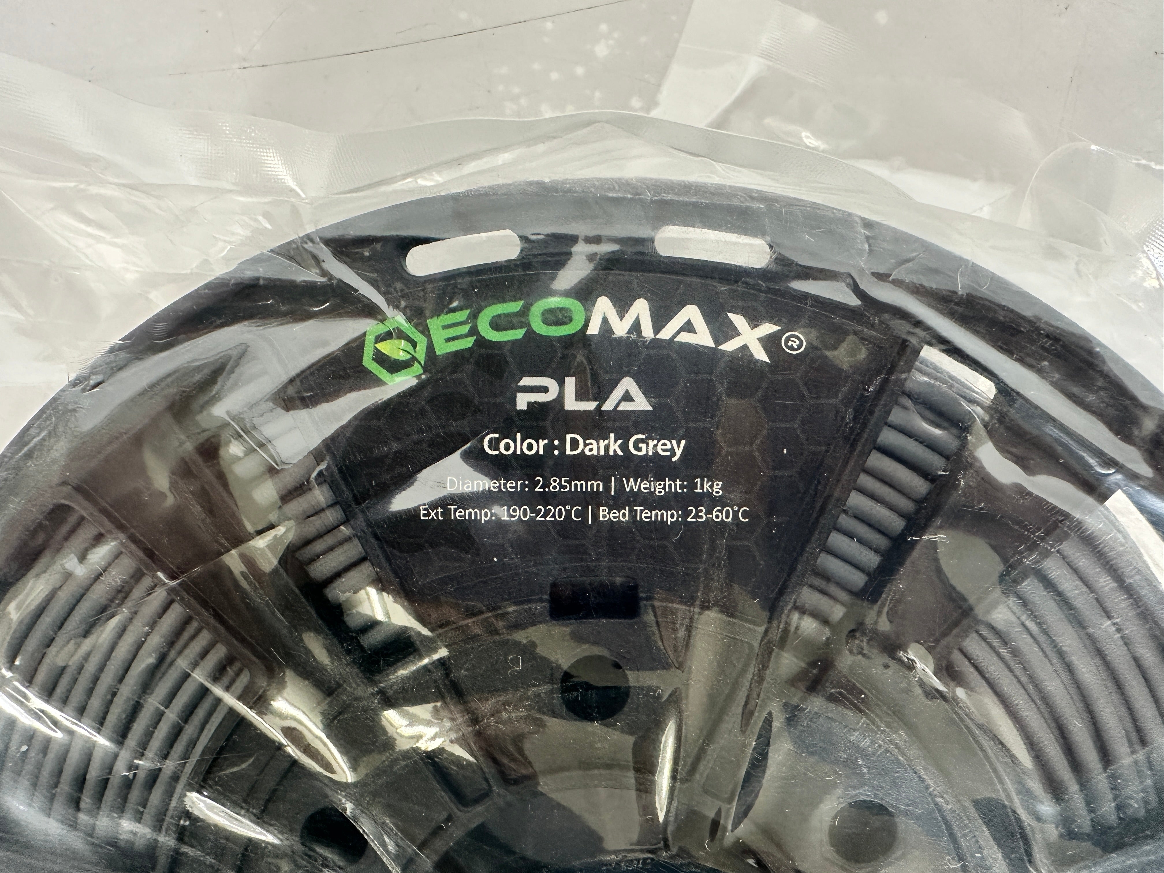 3DXTech EcoMax PLA 2.85mm Dark Grey Filament 1kg Spool