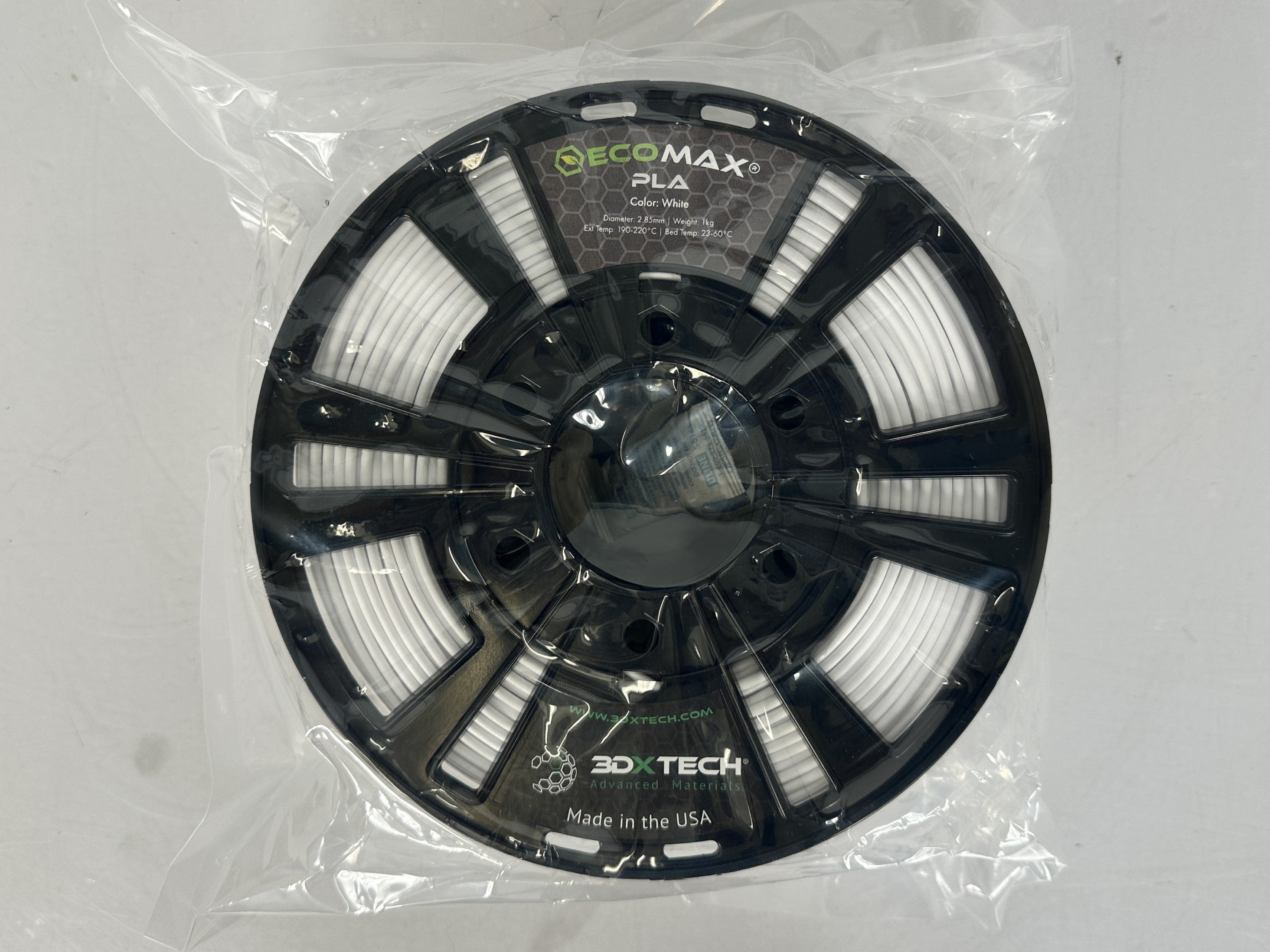 3DXTech EcoMax PLA 2.85mm White Filament 1kg Spool