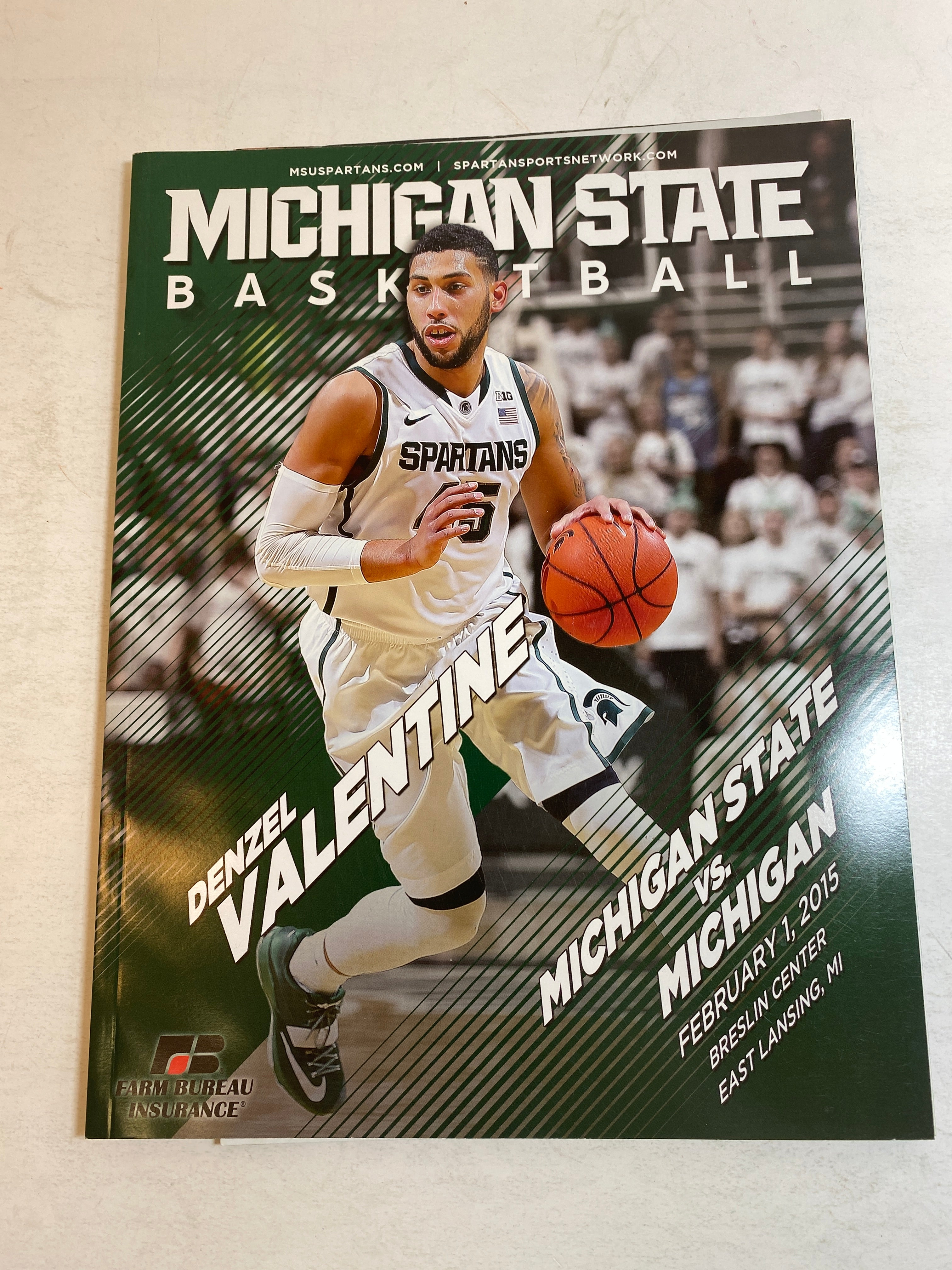 2015 Michigan State vs Michigan Basketball Program Denzel Valentine