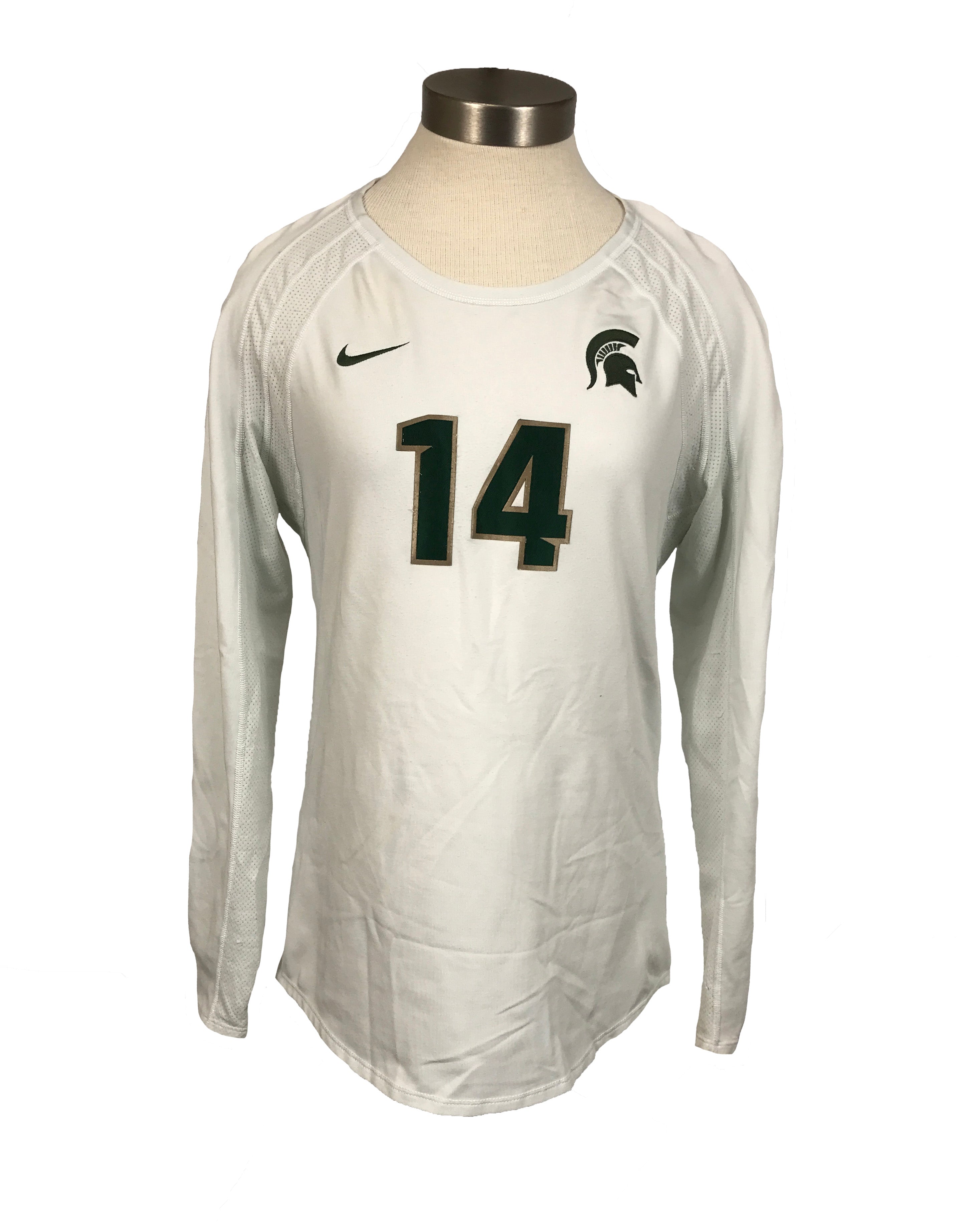 Nike MSU White Long Sleeve Volleyball "14" Shirt Women's Size XL