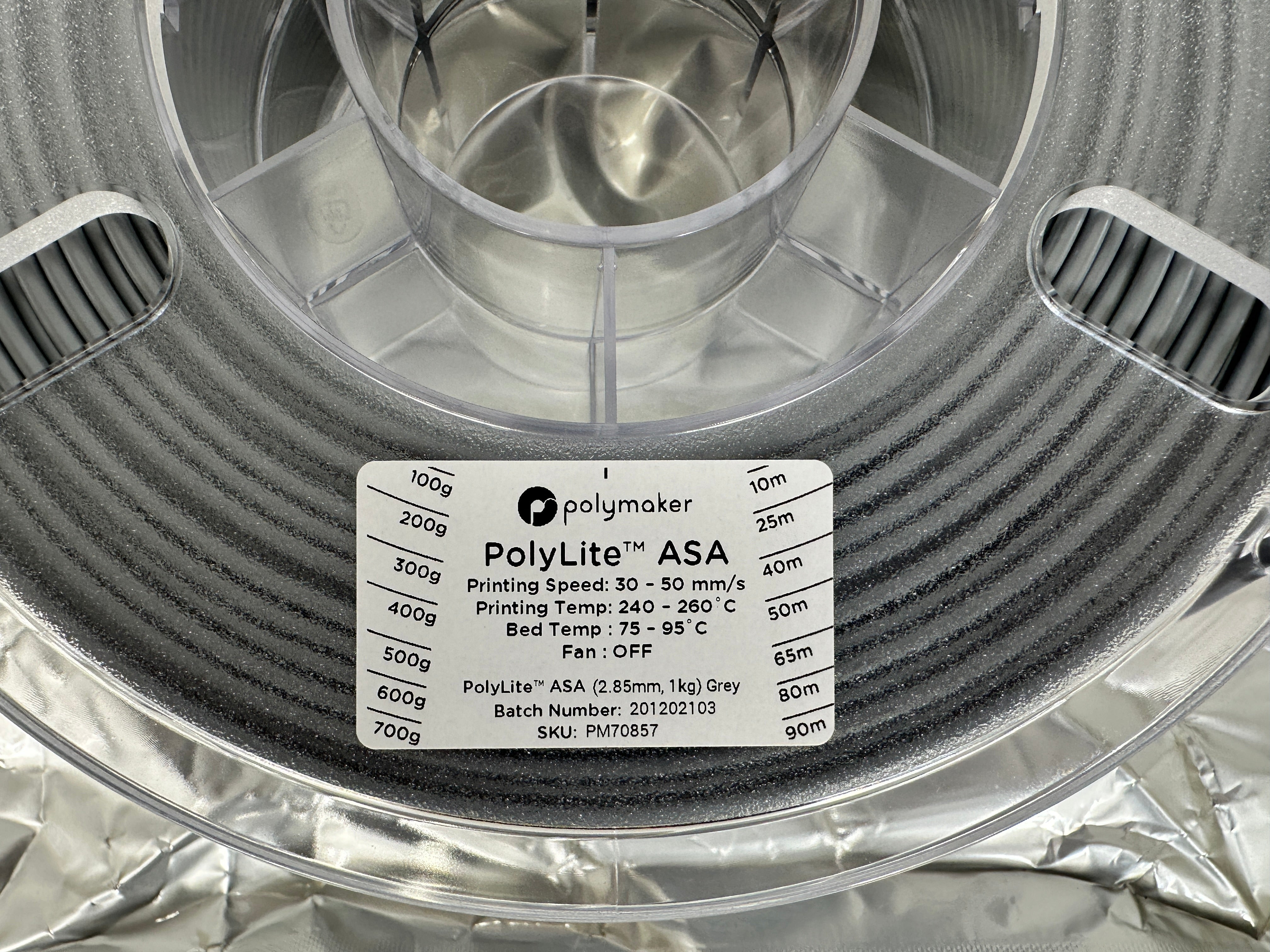 Polymaker PolyLite ASA 2.85mm Grey Filament 1kg Spool *New, Unsealed*