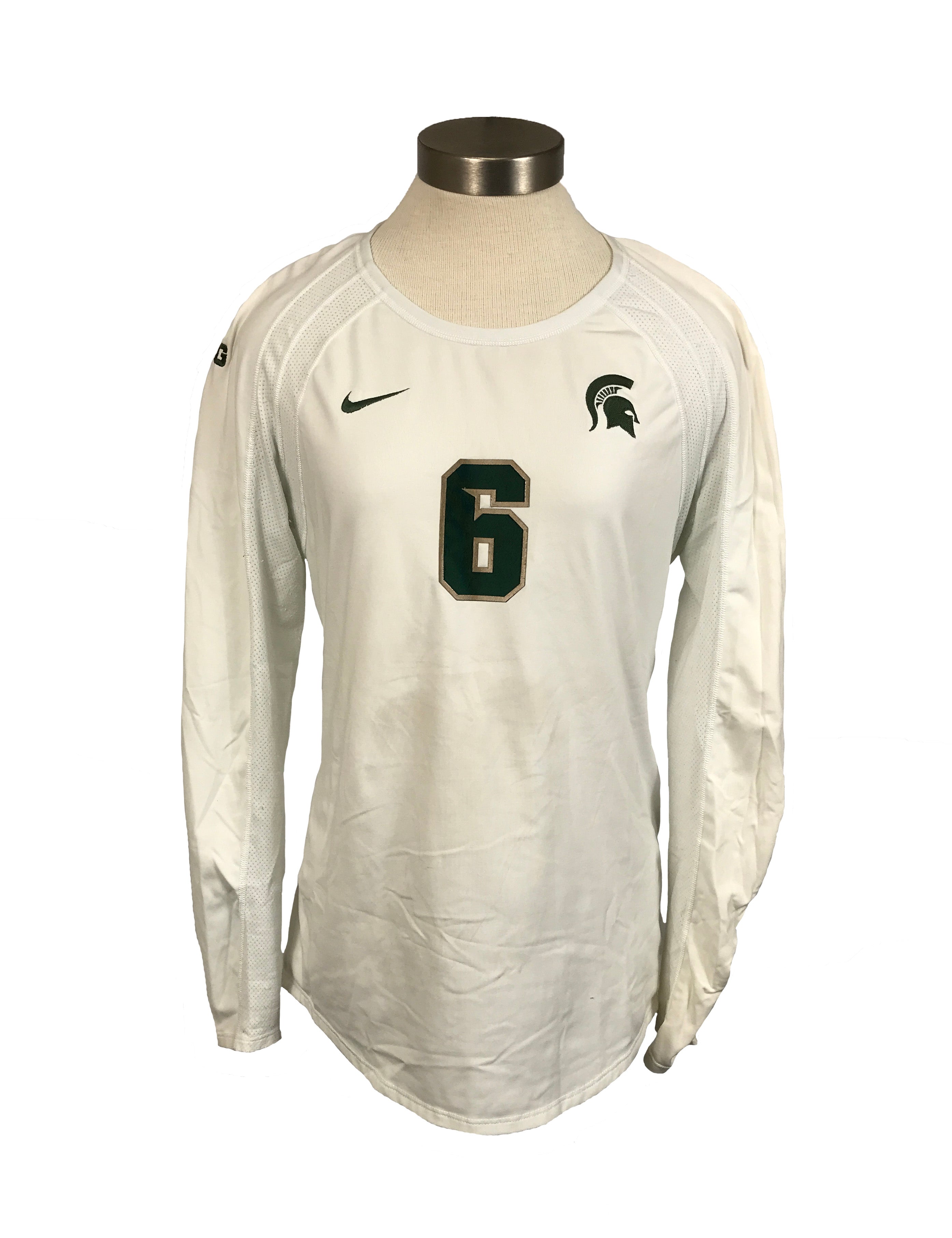 Nike MSU White Long Sleeve Volleyball "6" Shirt Women's Size XL