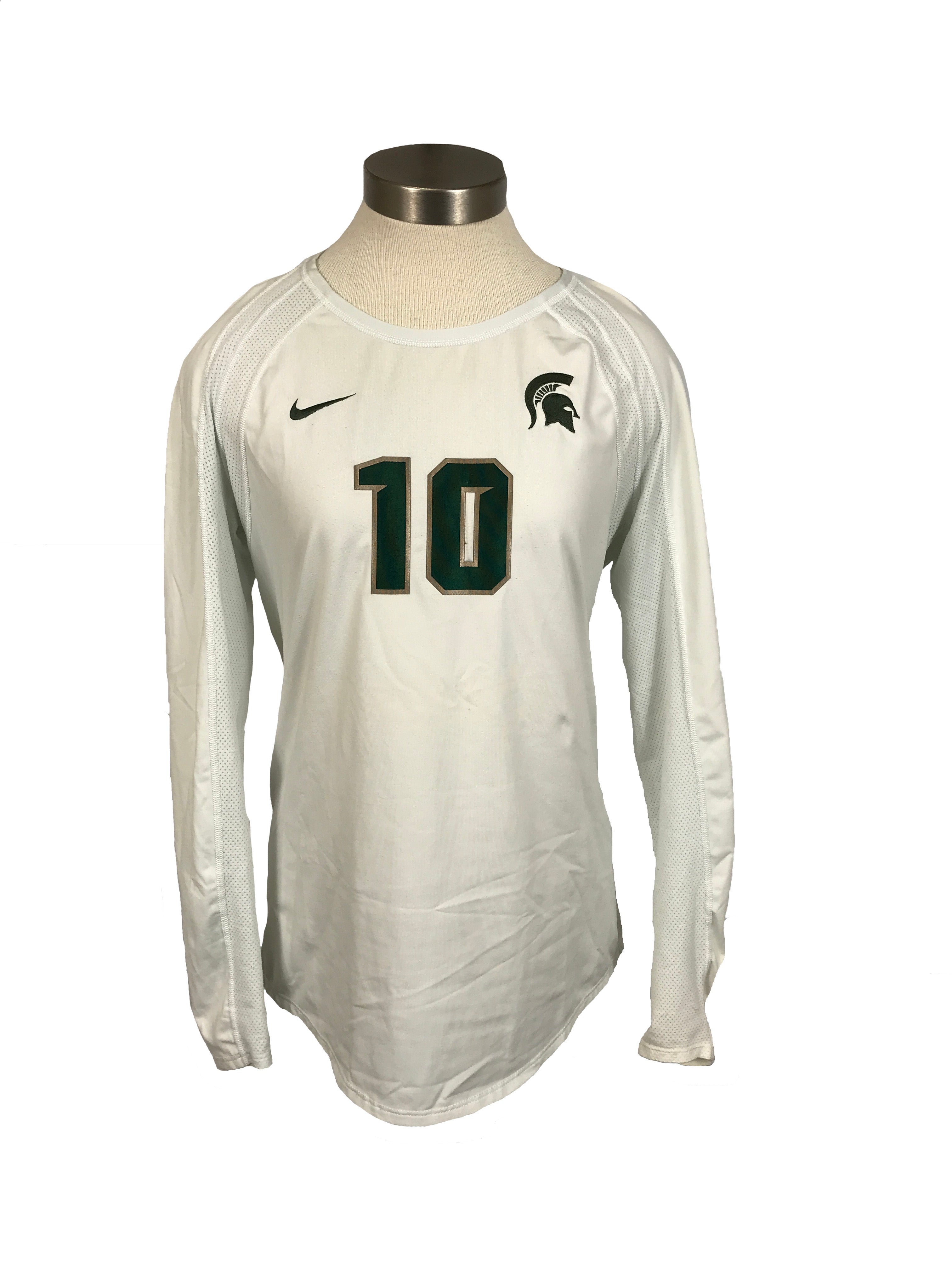 Nike MSU White Long Sleeve Volleyball "10" Shirt Women's Size XL