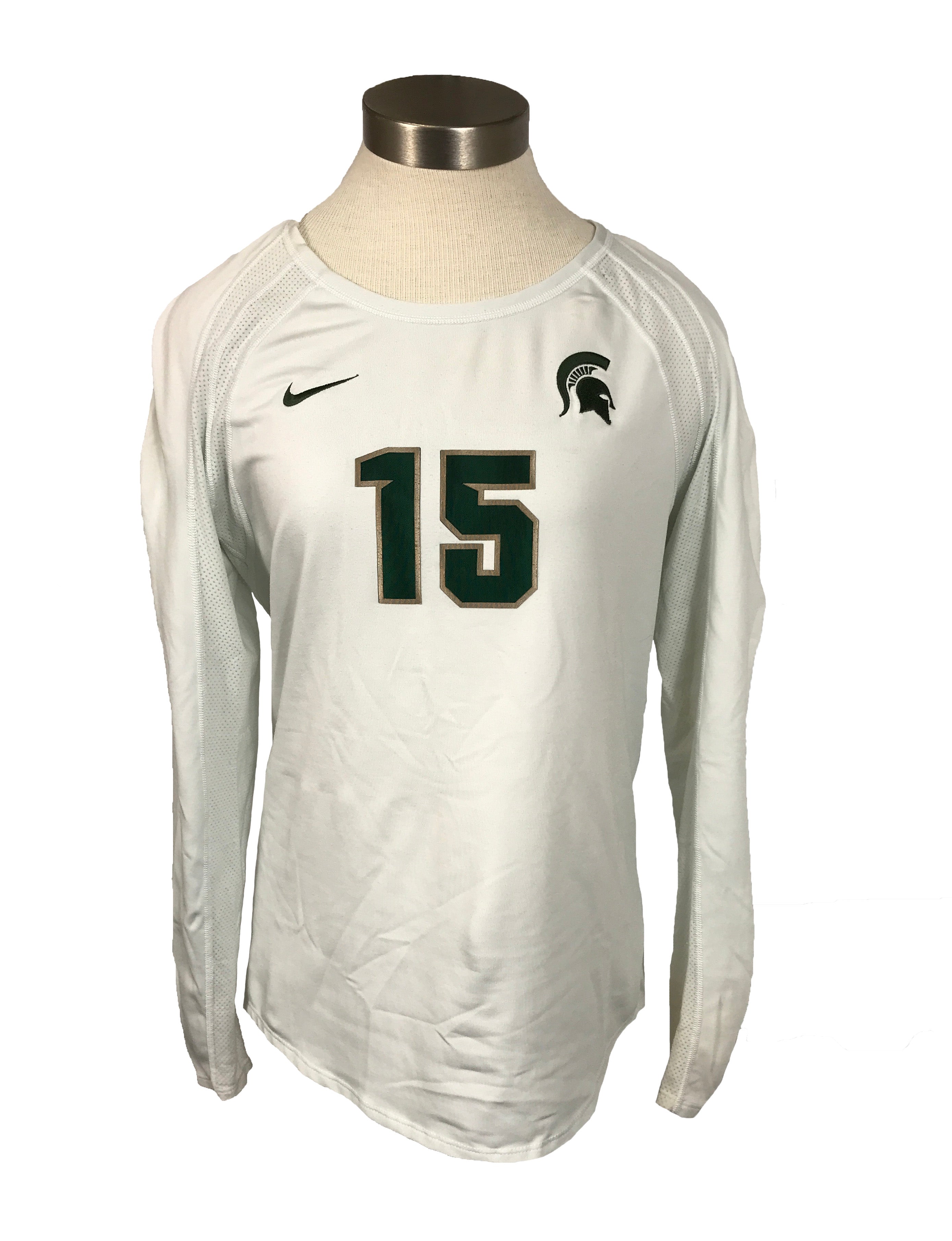 Nike MSU White Long Sleeve Volleyball "15" Shirt Women's Size XL