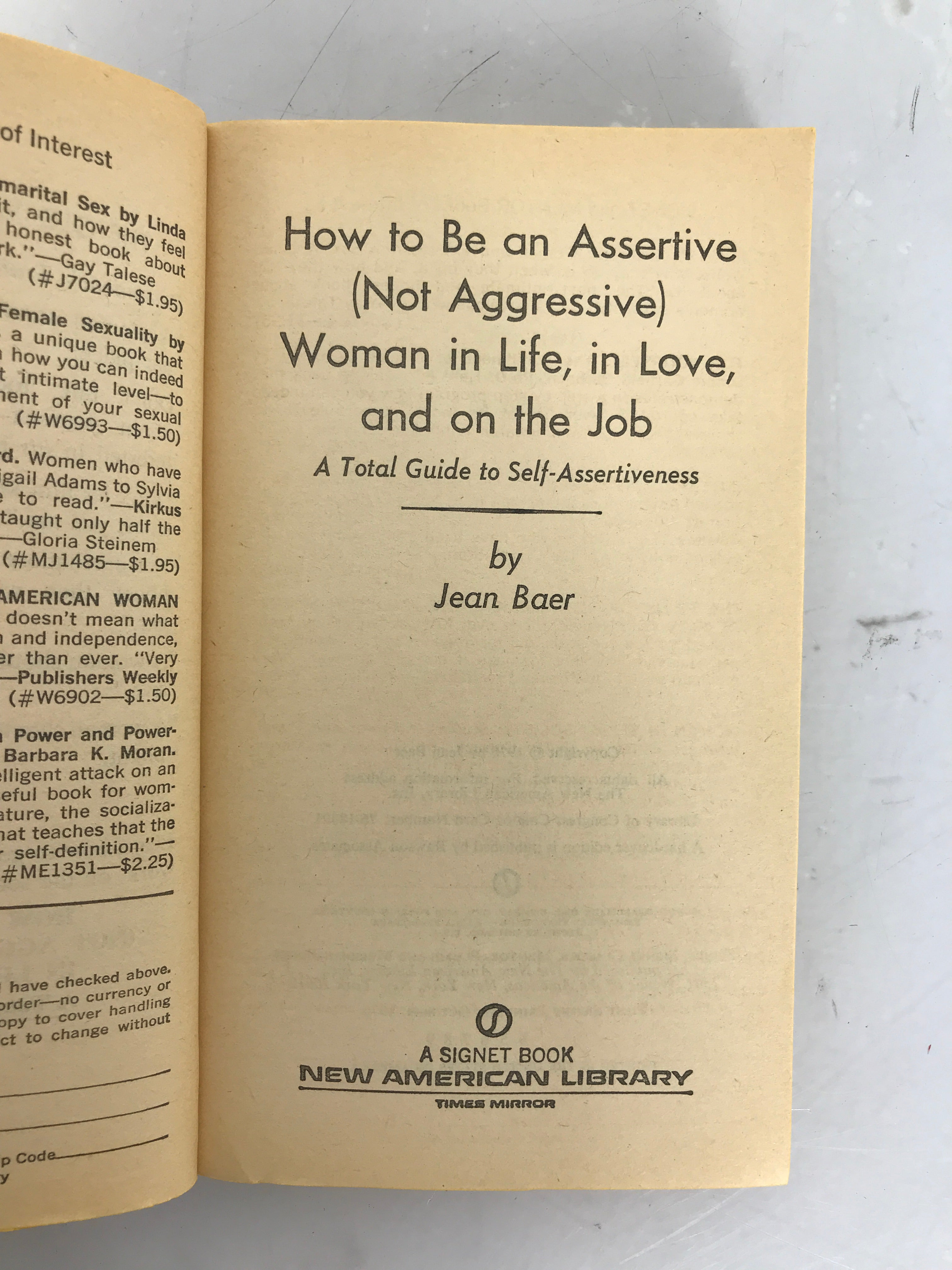 How to Be an Assertive (Not Aggressive) Woman (1976) First Signet Edit –  MSU Surplus Store