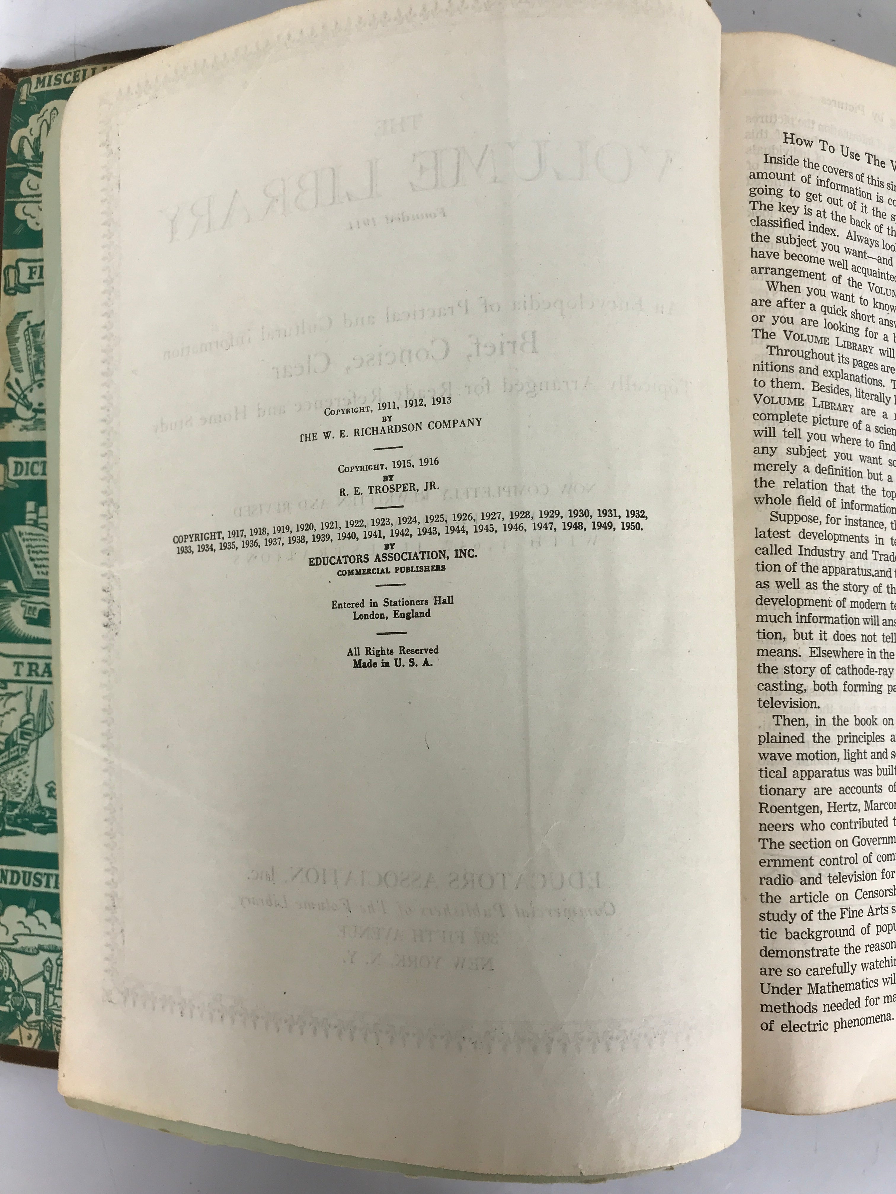 The Volume Library 1950 Edition Educators Association Faux Leather SC