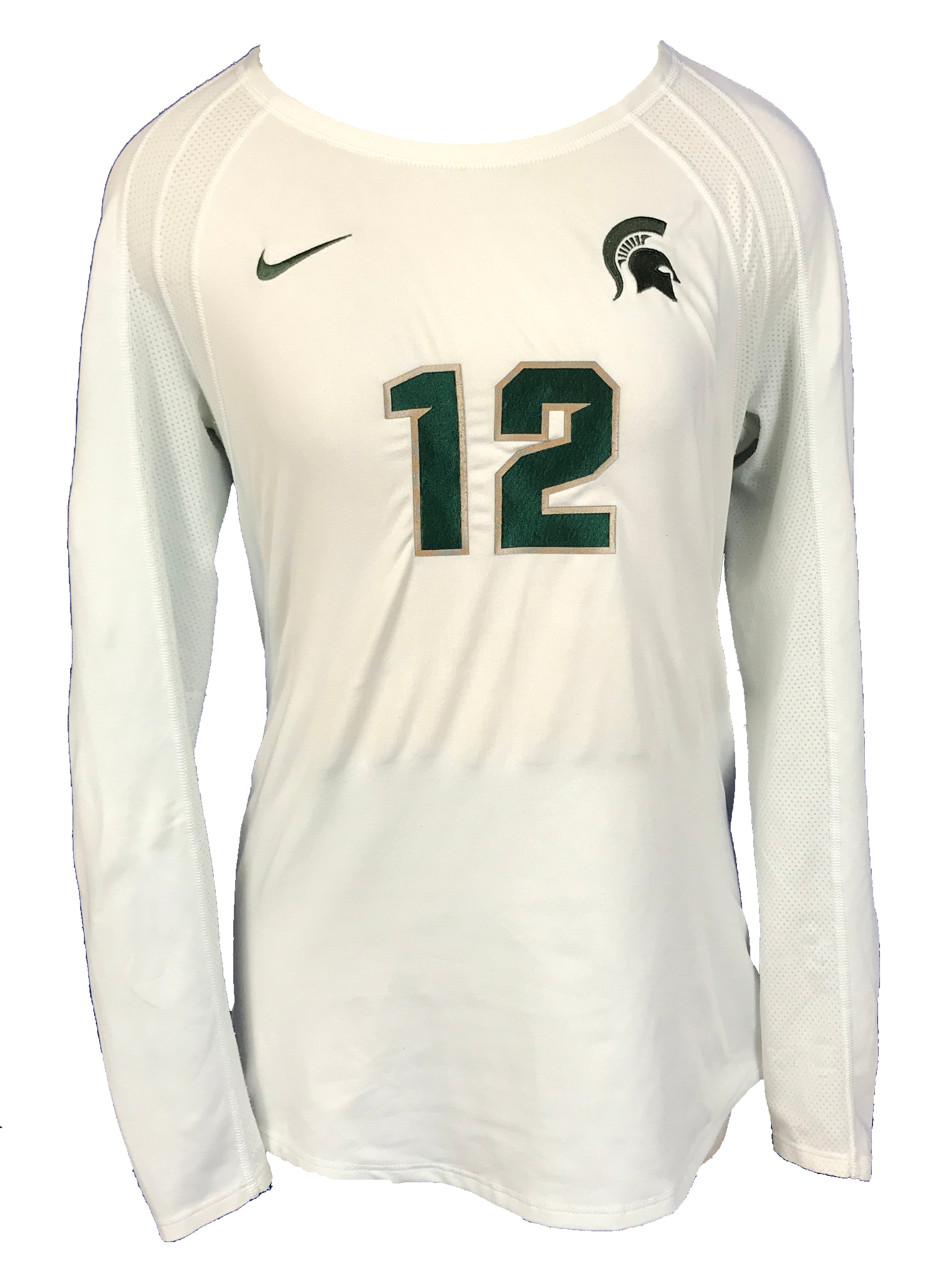 Nike White Long Sleeve MSU Volleyball Jersey #12 Women's Size L