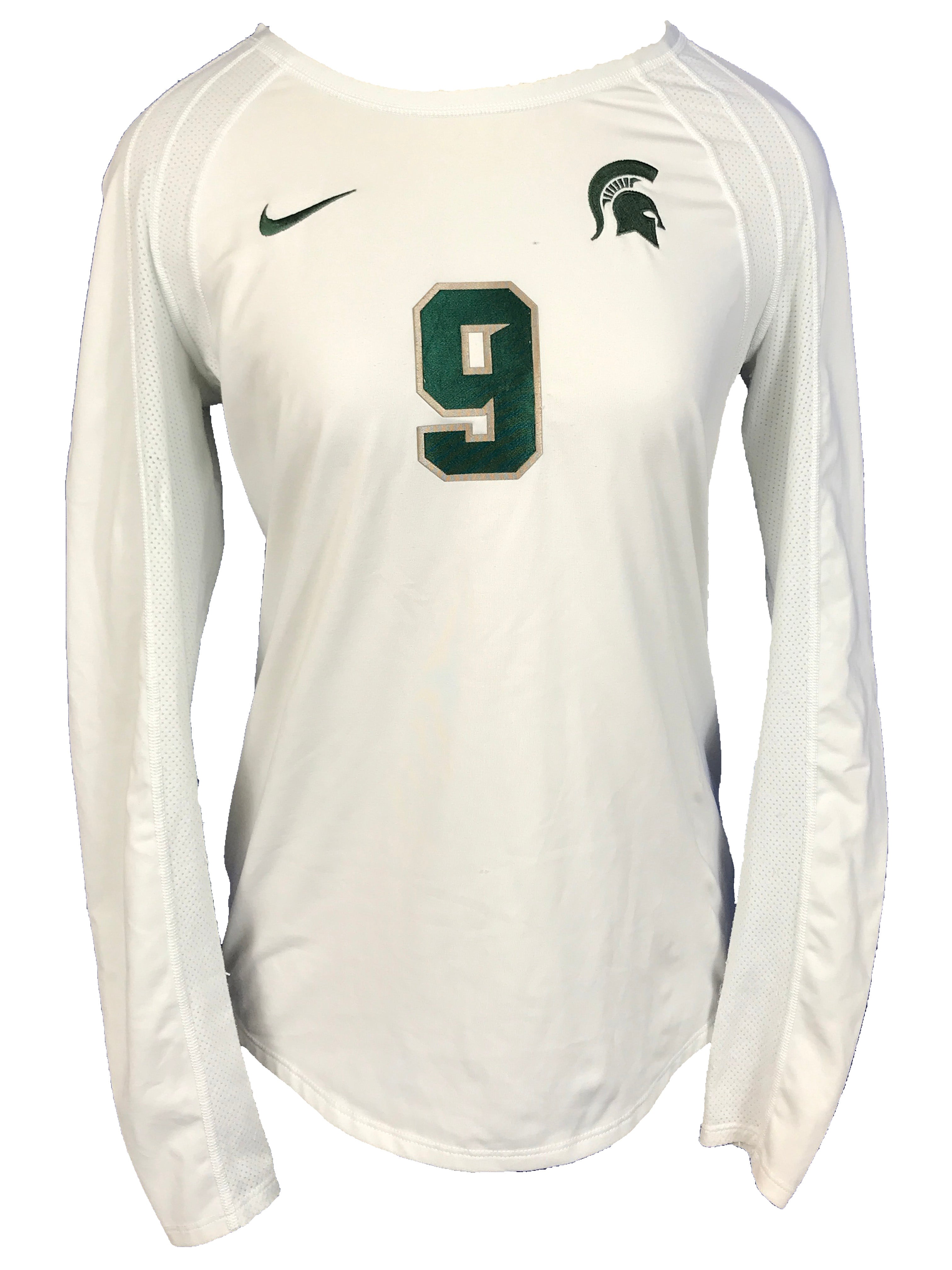 Nike White Long Sleeve MSU Volleyball Jersey #9 Women's Size L