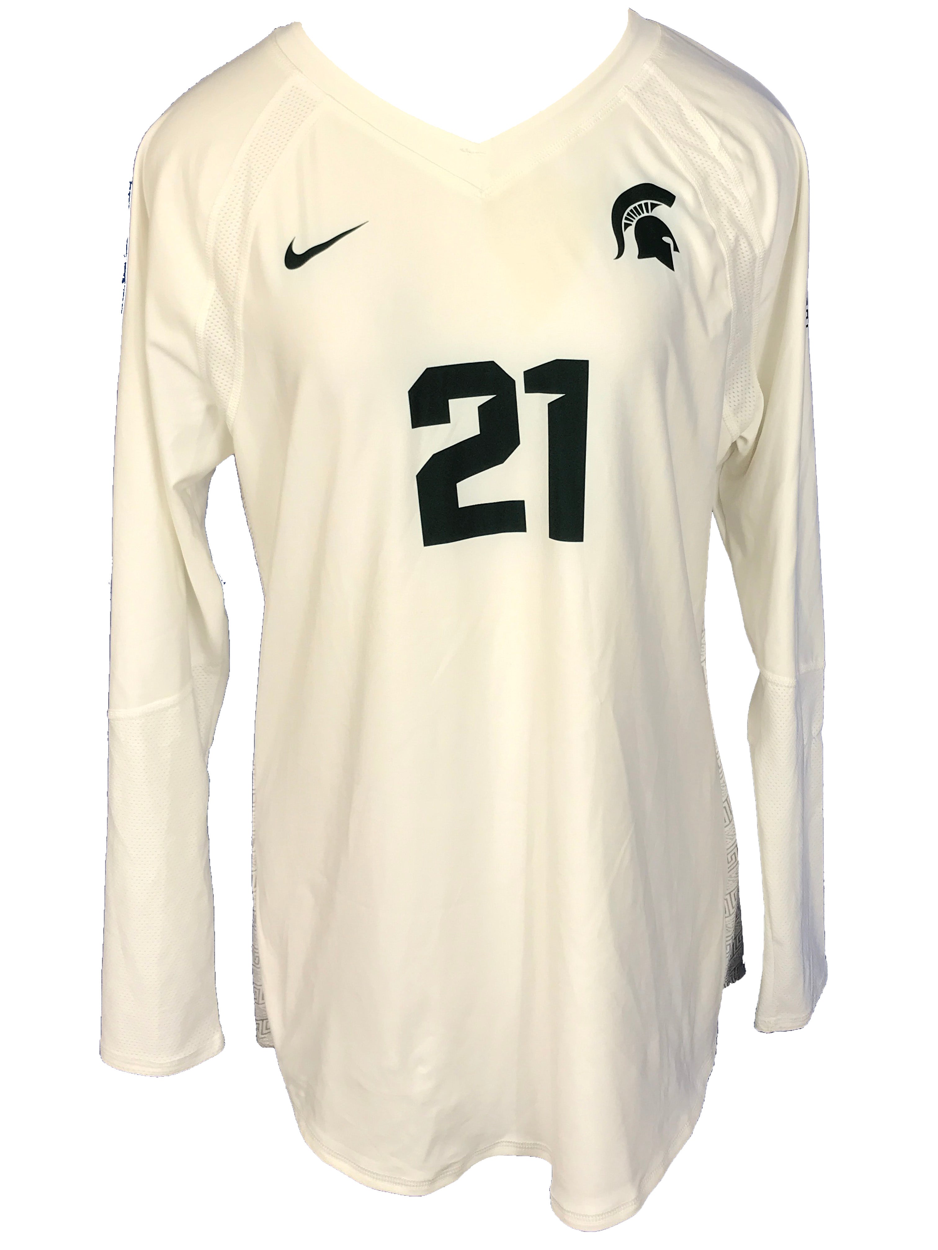 Nike White Long Sleeve MSU Volleyball Jersey #21 Women's Size XL