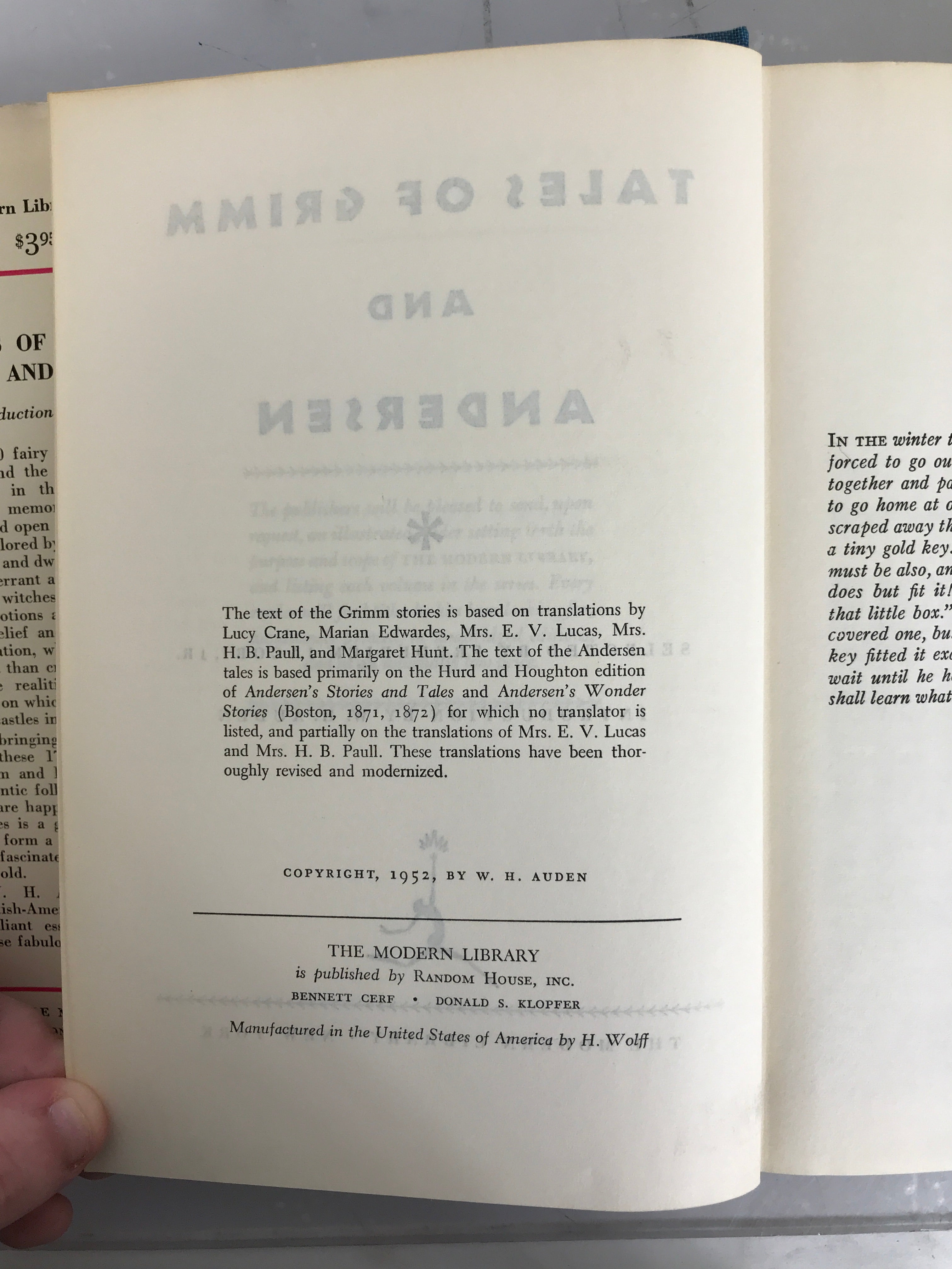 Vintage Tales of Grimm and Andersen (1952) HC DJ  Introduction by W.H. Auden