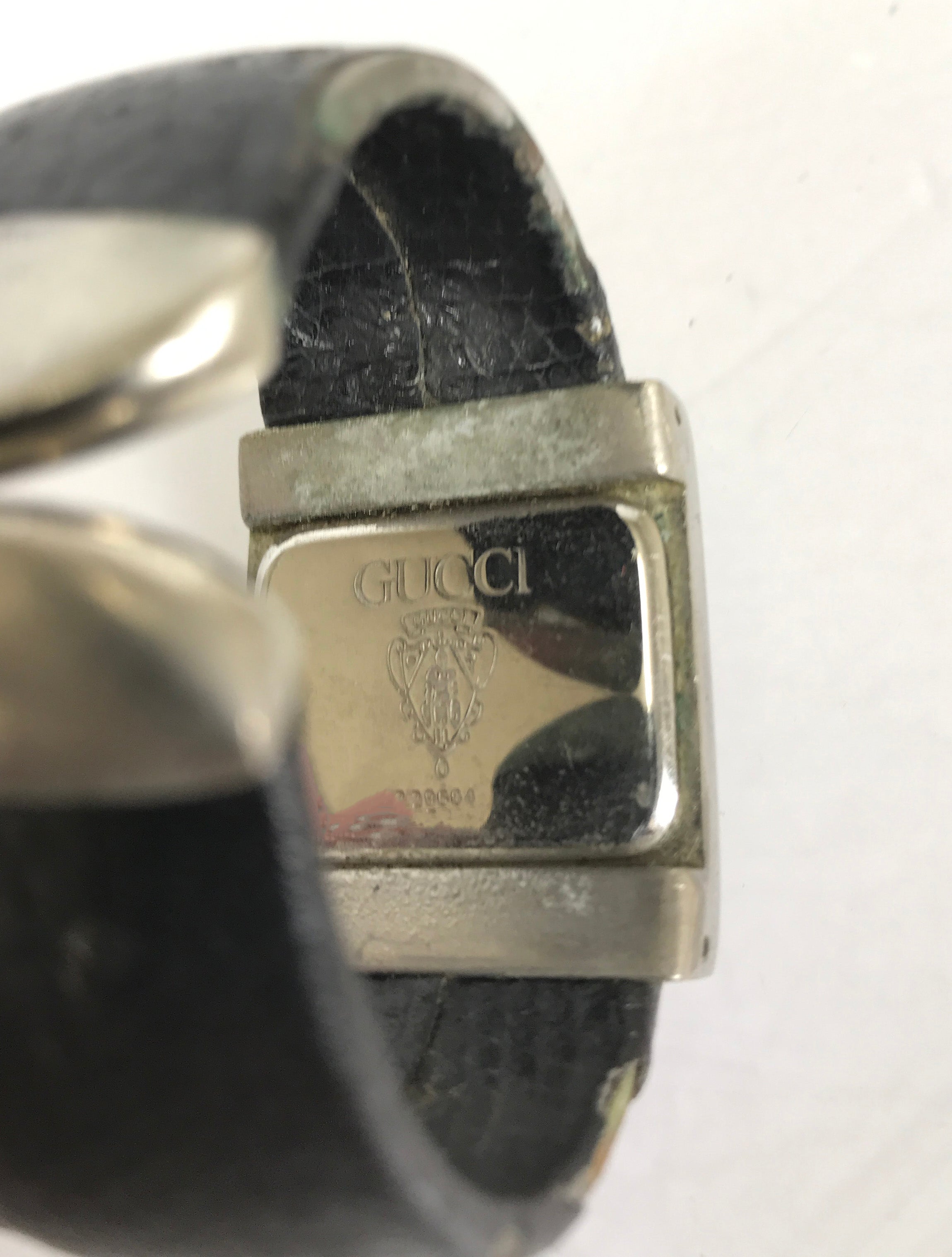 Gucci Black Leather Cuff Watch