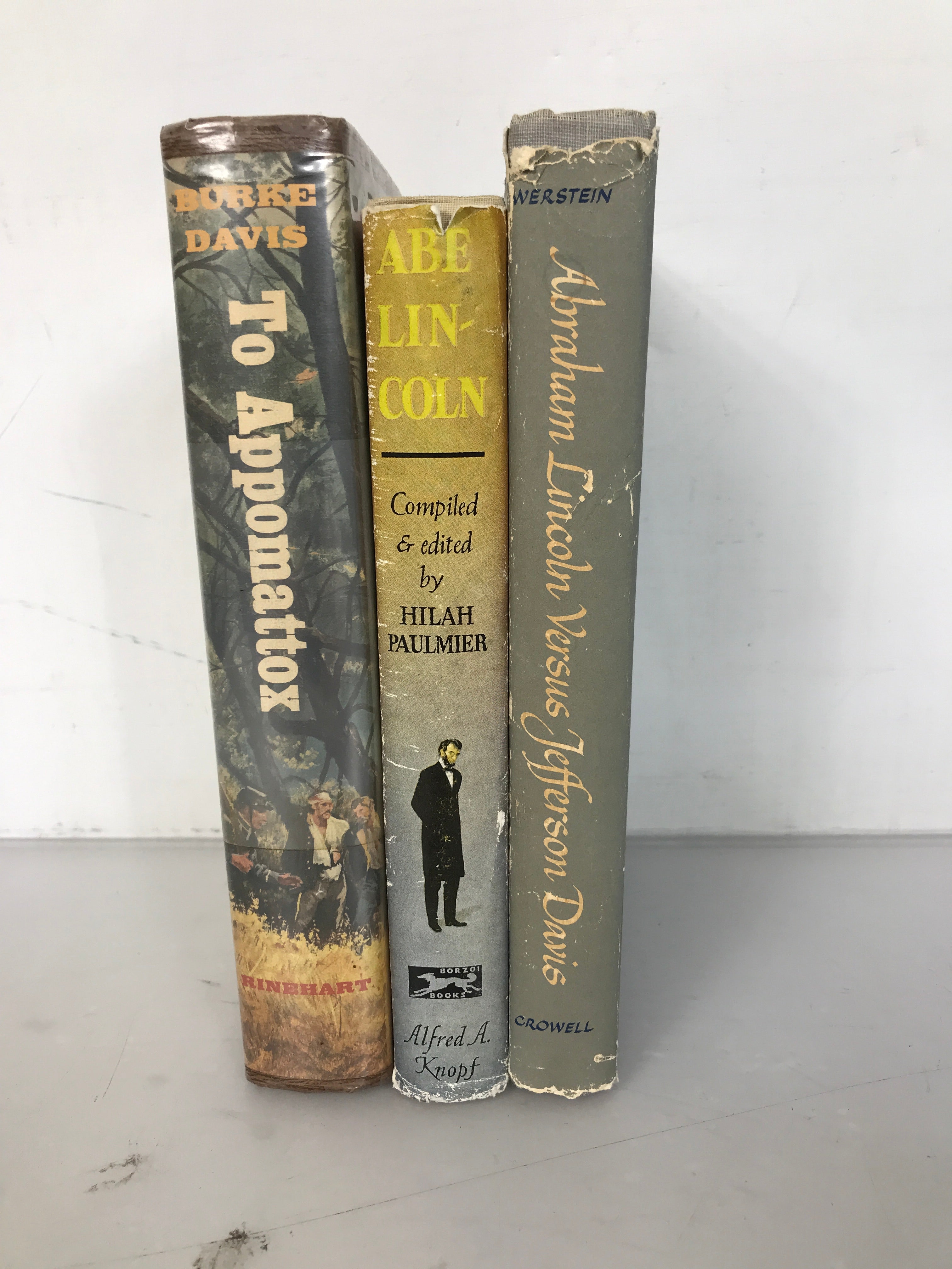 Lot of 3: Lincoln Versus Jefferson Davis (1959), To Appomattox (1959), and Abe Lincoln An Anthology (1953) All First Editions HC DJ