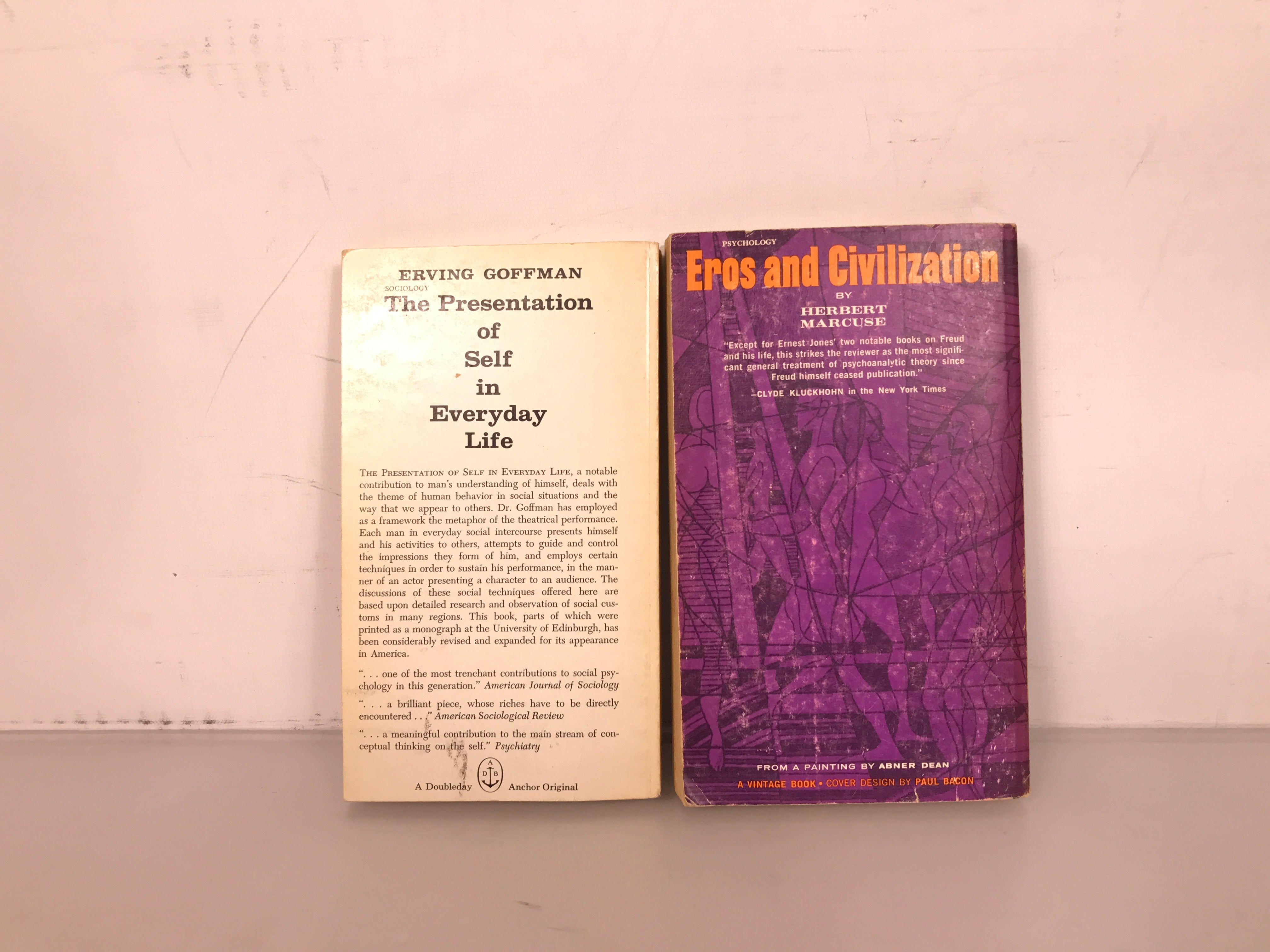 Lot of 2 Psychology Paperbacks: Eros and Civilization and The Presentation of Self in Everyday Life  (1955-1959)