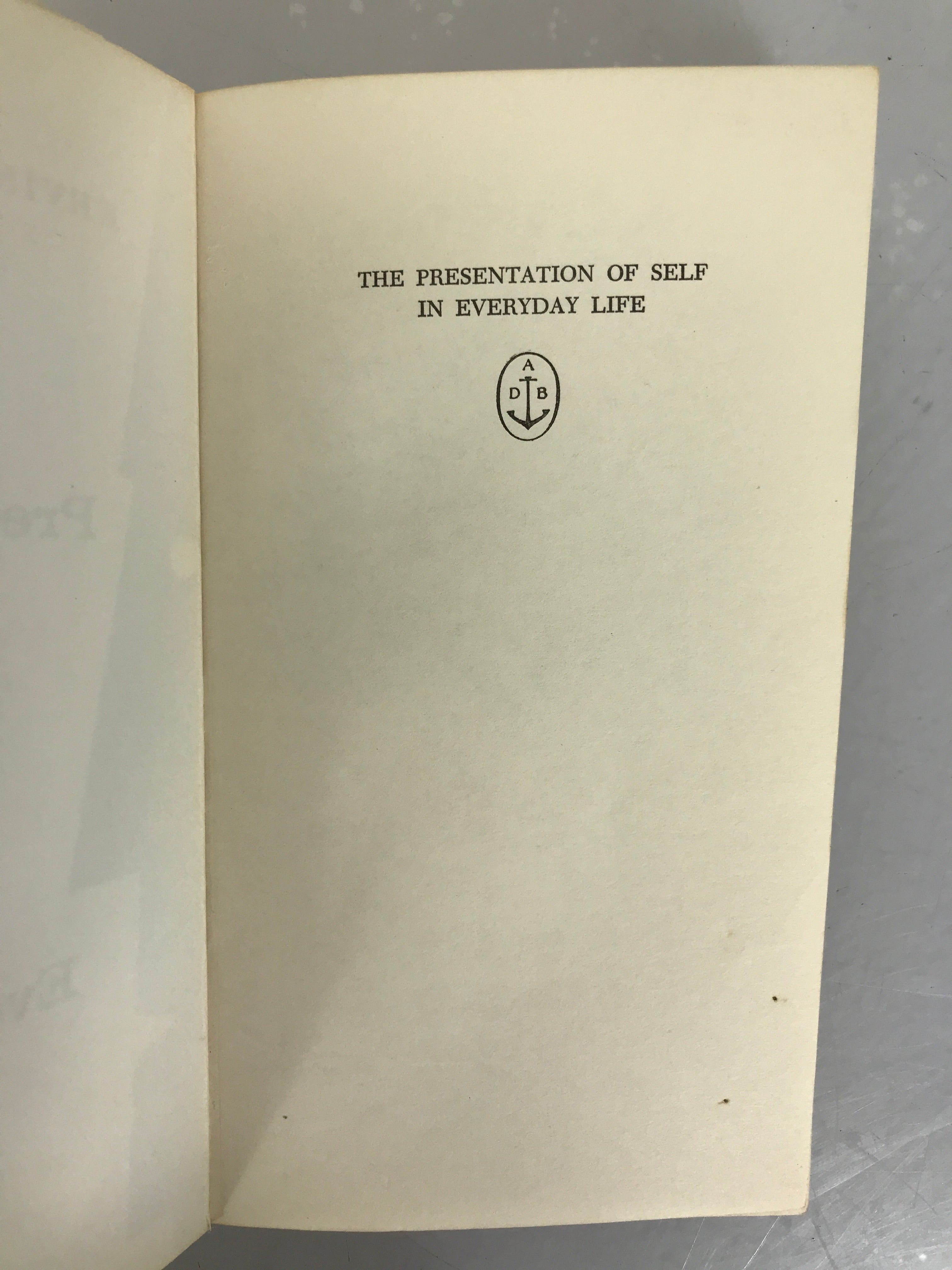 Lot of 2 Psychology Paperbacks: Eros and Civilization and The Presentation of Self in Everyday Life  (1955-1959)