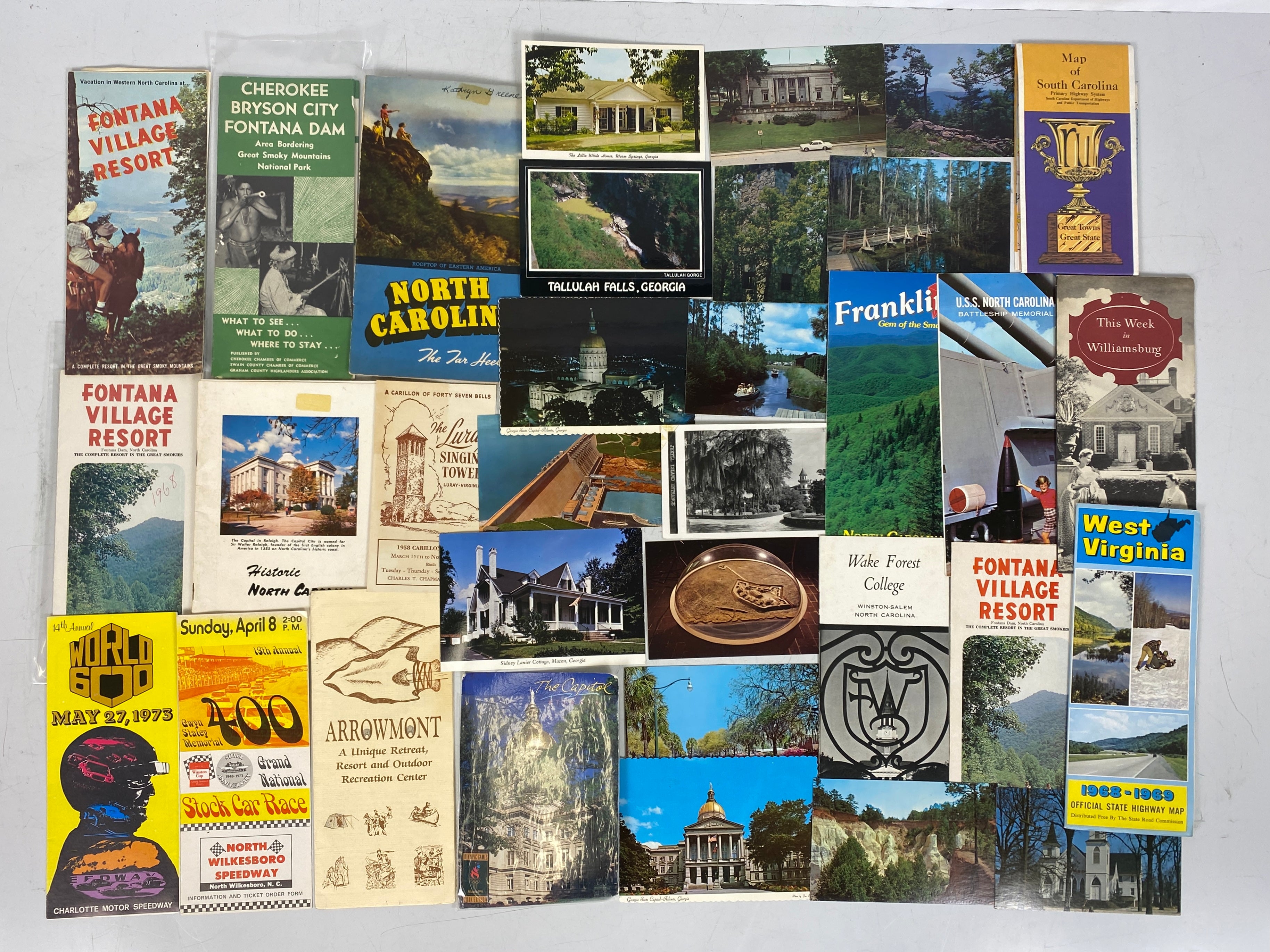 South Atlantic States Travel Ephemera Lot (Maps, Postcards, Brochures)