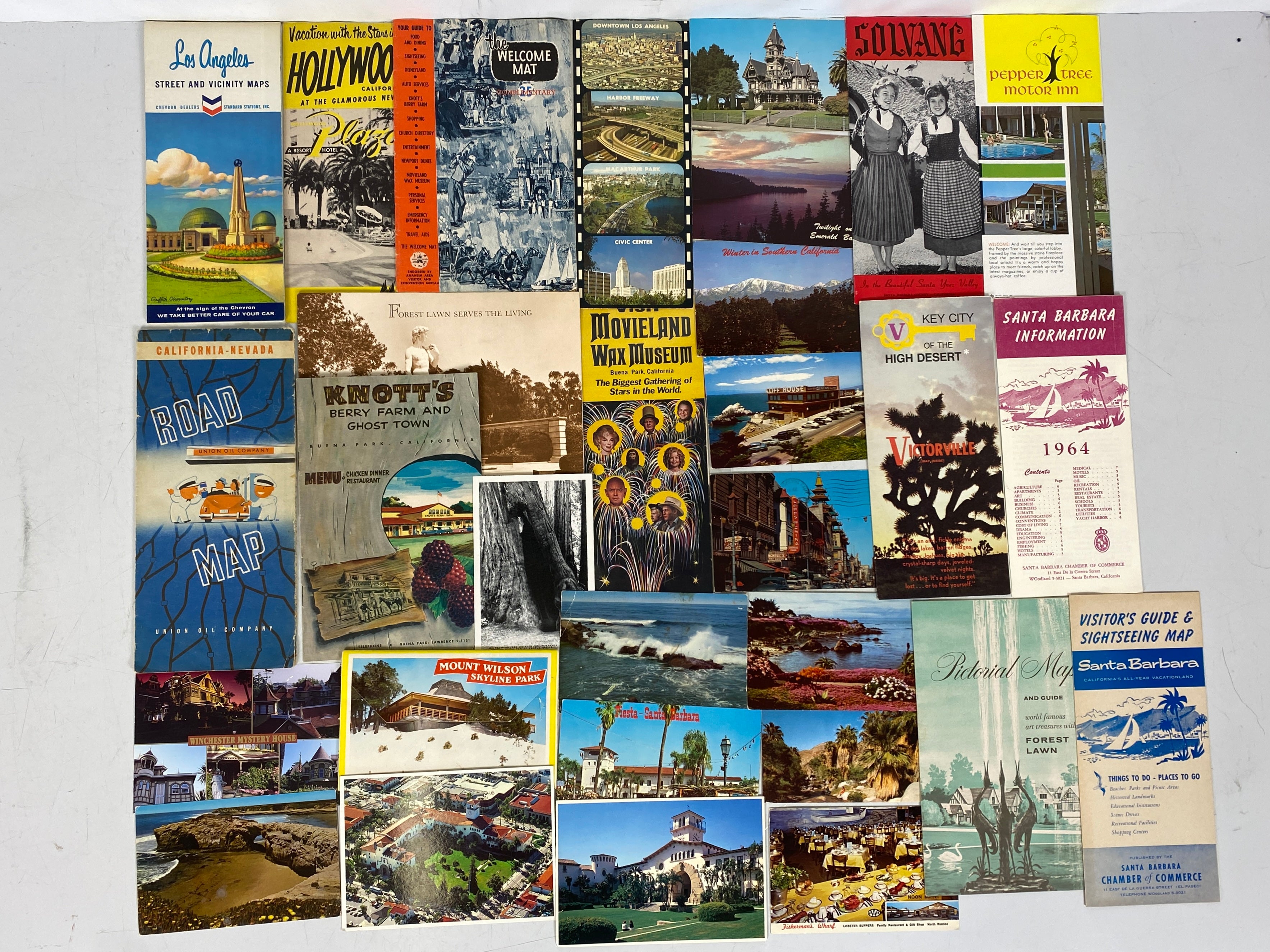 California Travel Ephemera Lot (Maps, Postcards, Brochures)