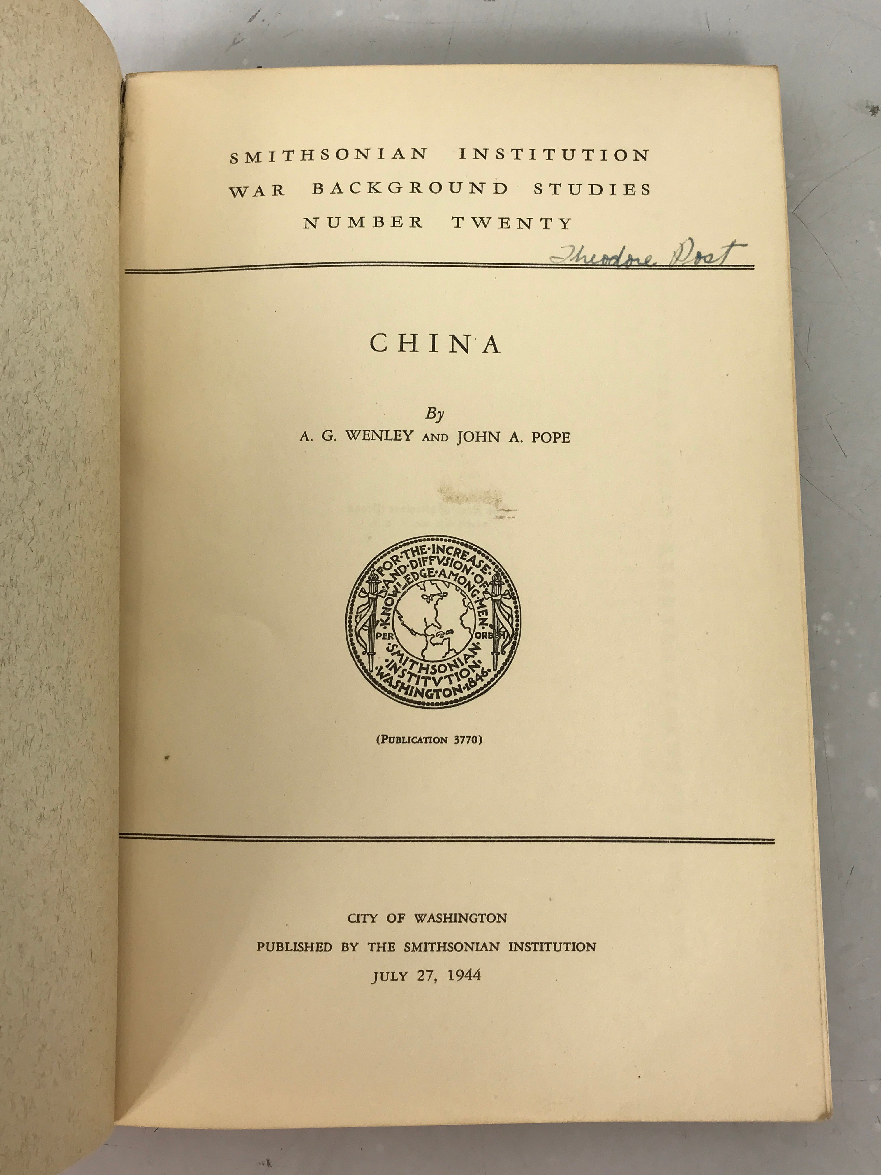 Lot of 20 Smithsonian Institution War Background Studies Vol 1, 3-21 1942-1945 SC