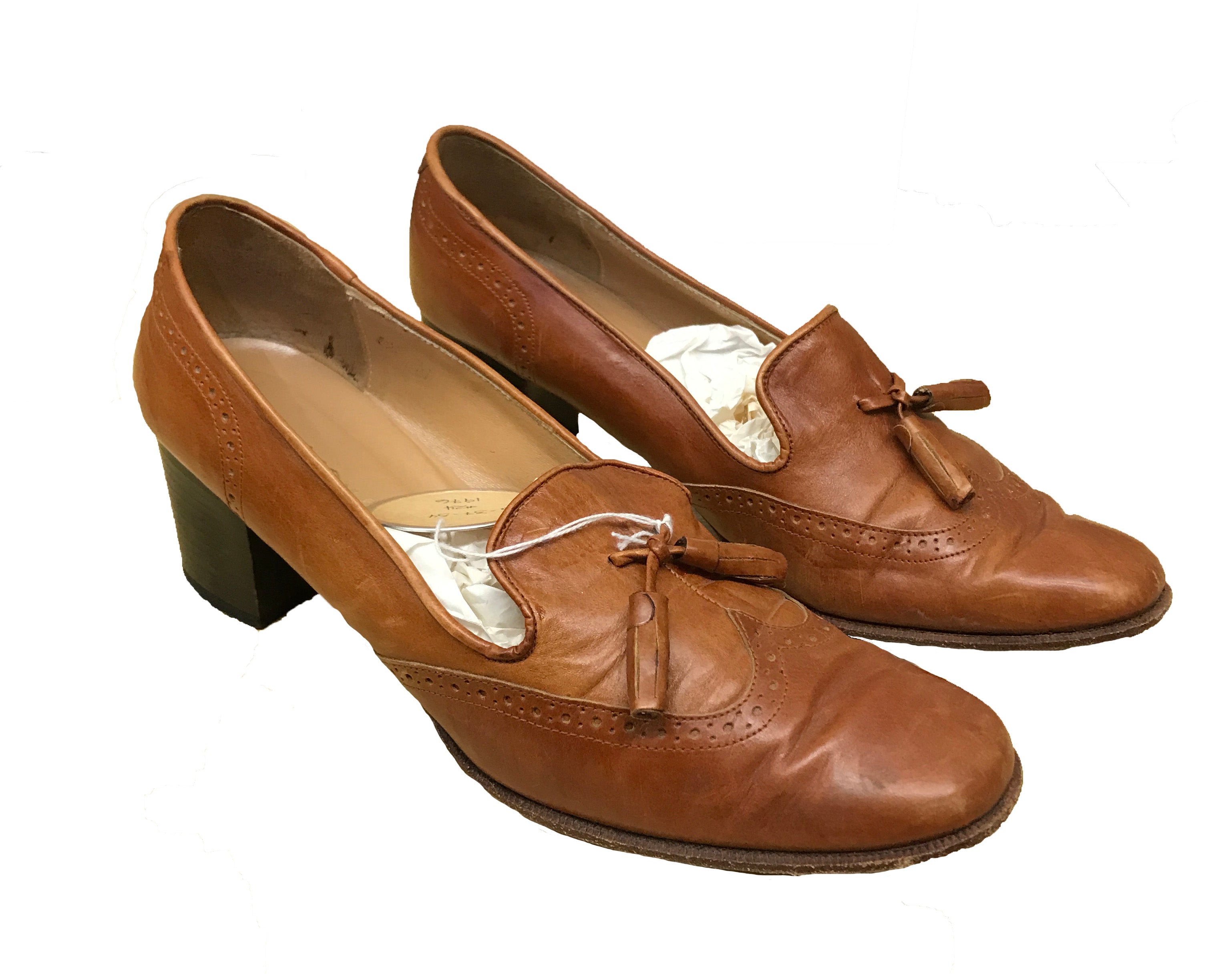 Vintage Andrew Geller Brown Loafer Heels Women's Size 7