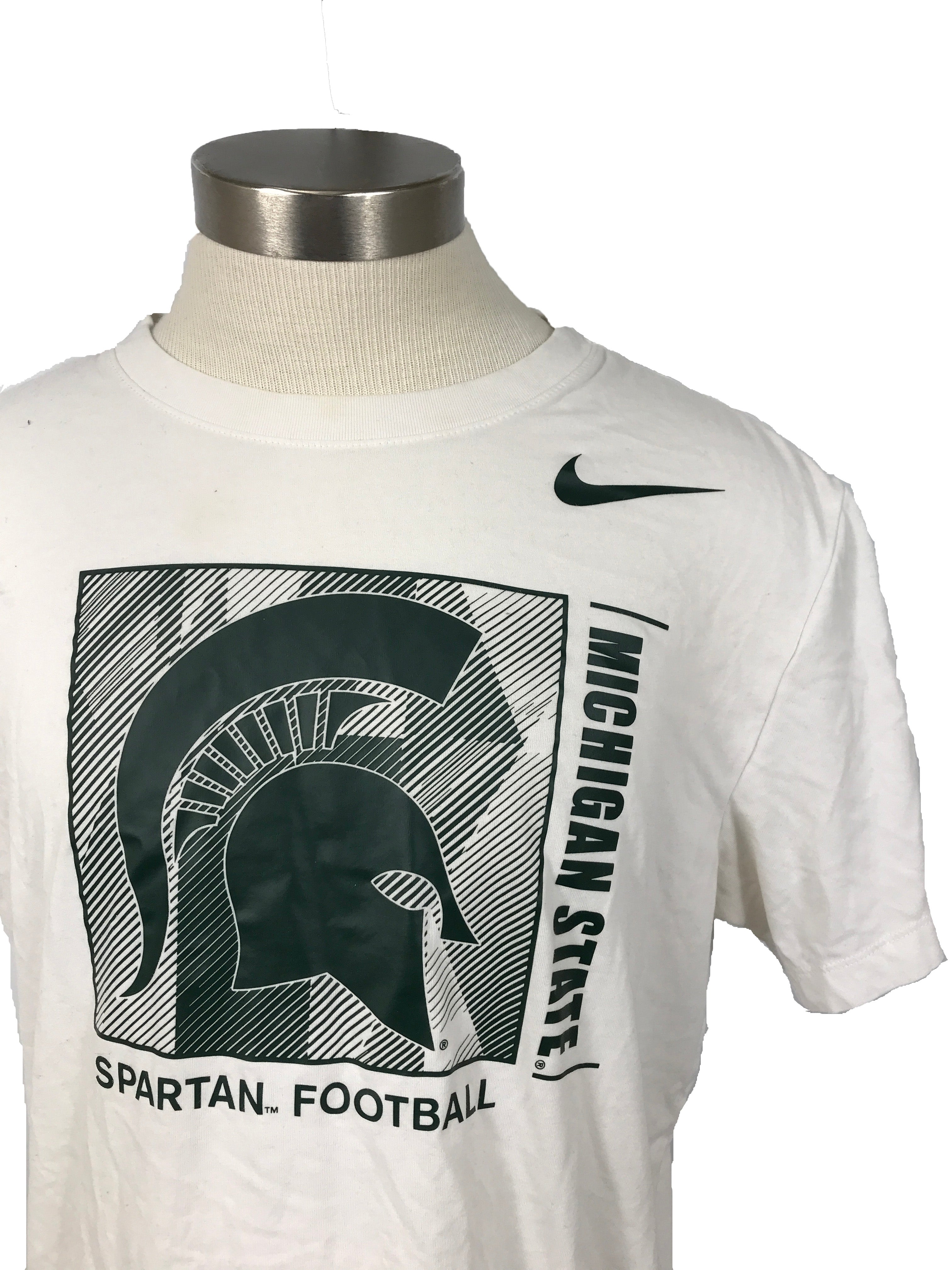 Michigan State University White Football T-Shirt Unisex Size L