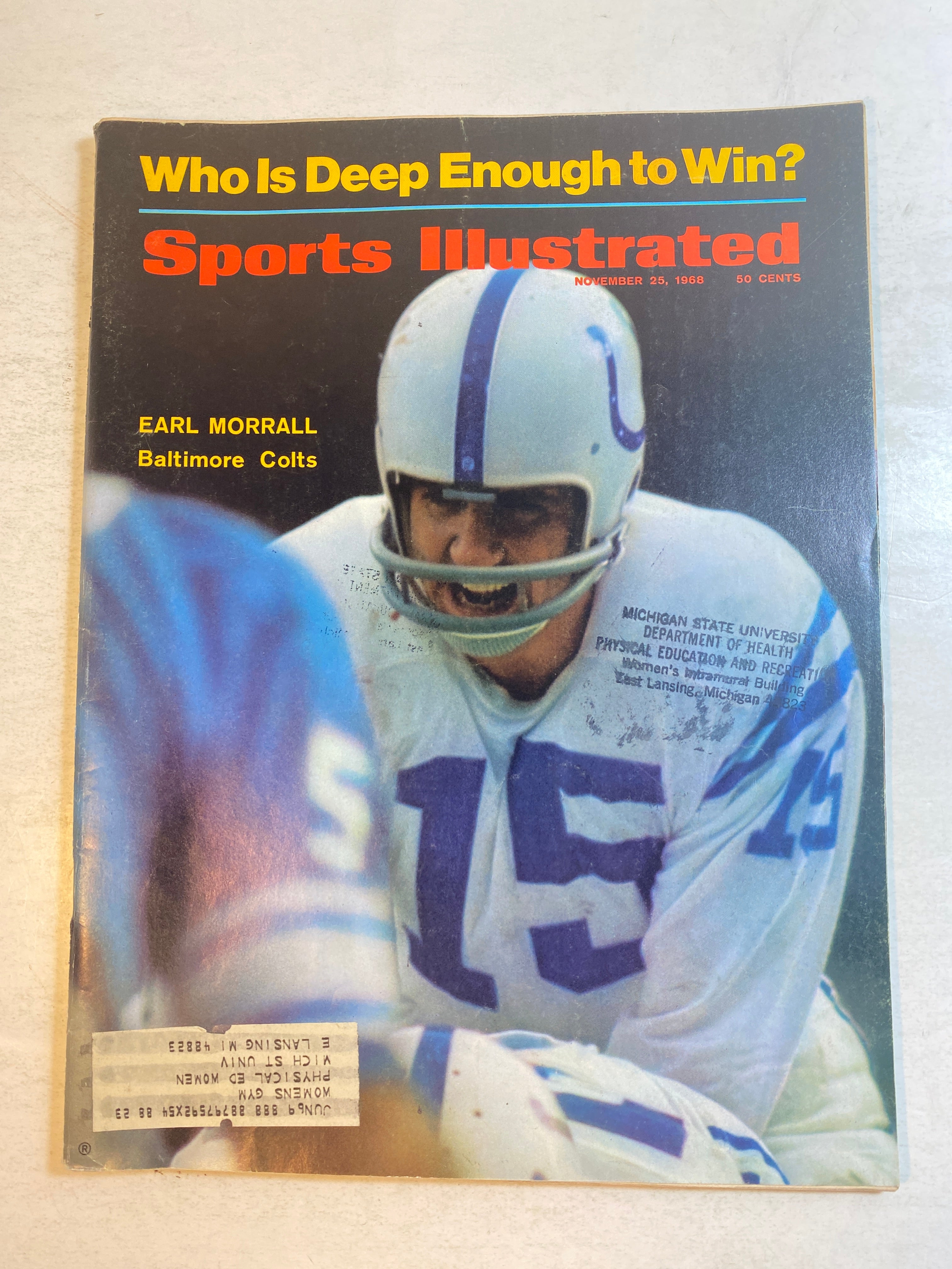 Sports Illustrated November 25, 1968 Earl Morrall Baltimore Colts