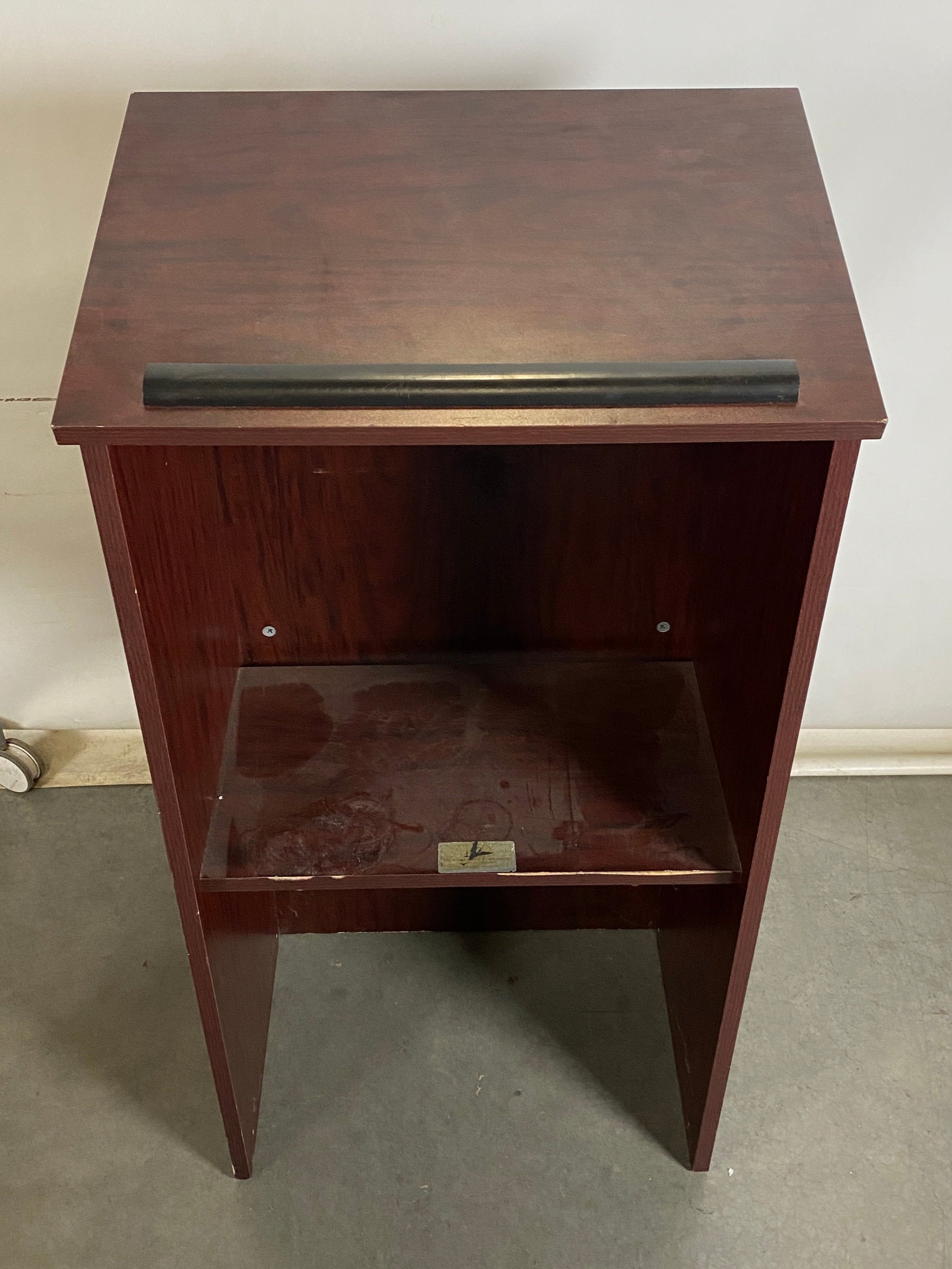 Dark Wood Lectern /Podium with Paper Holder and Storage