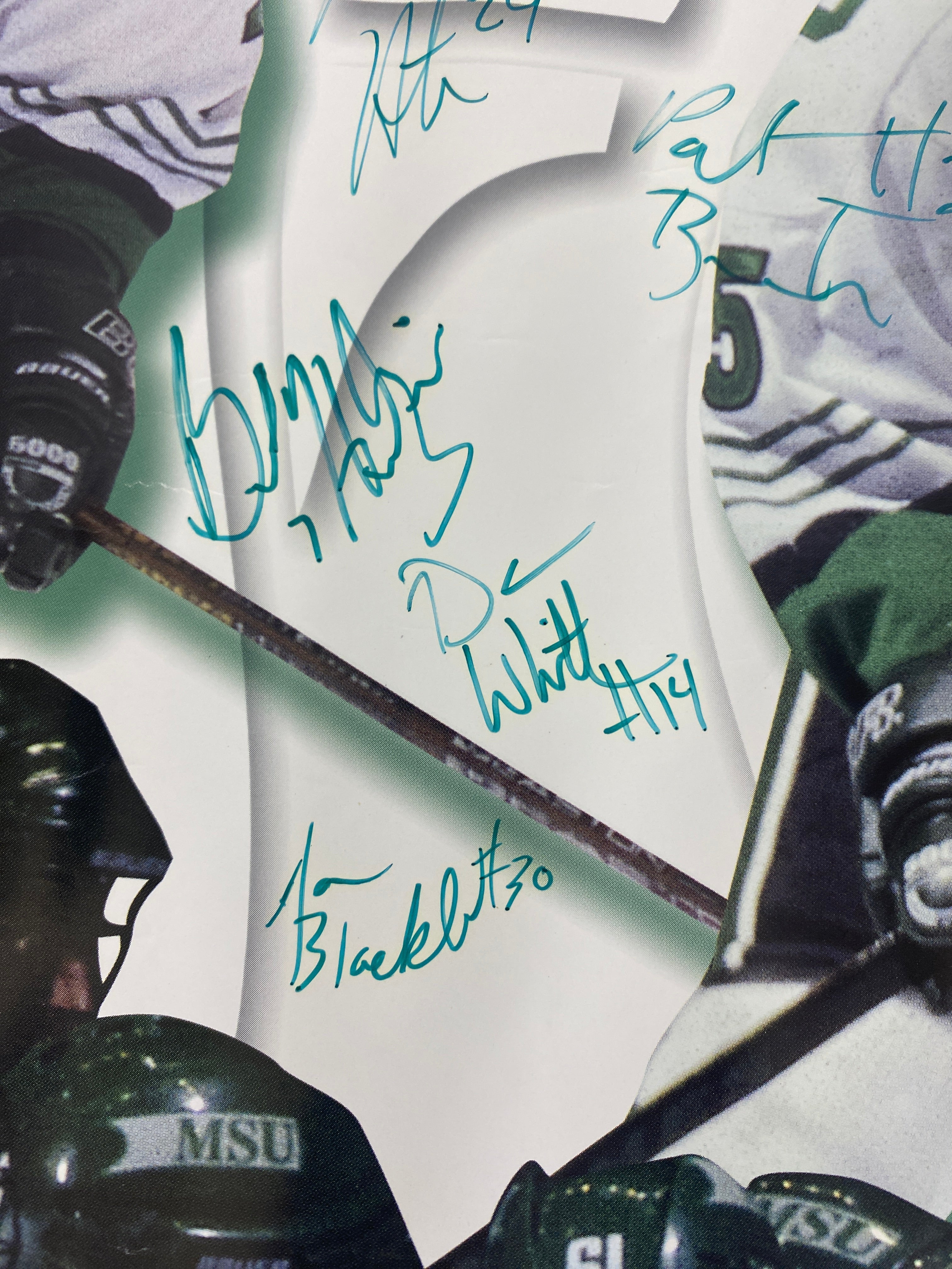 1999-2000 MSU Ice Hockey Poster Signed by Team and Ron Mason CCHA Champs