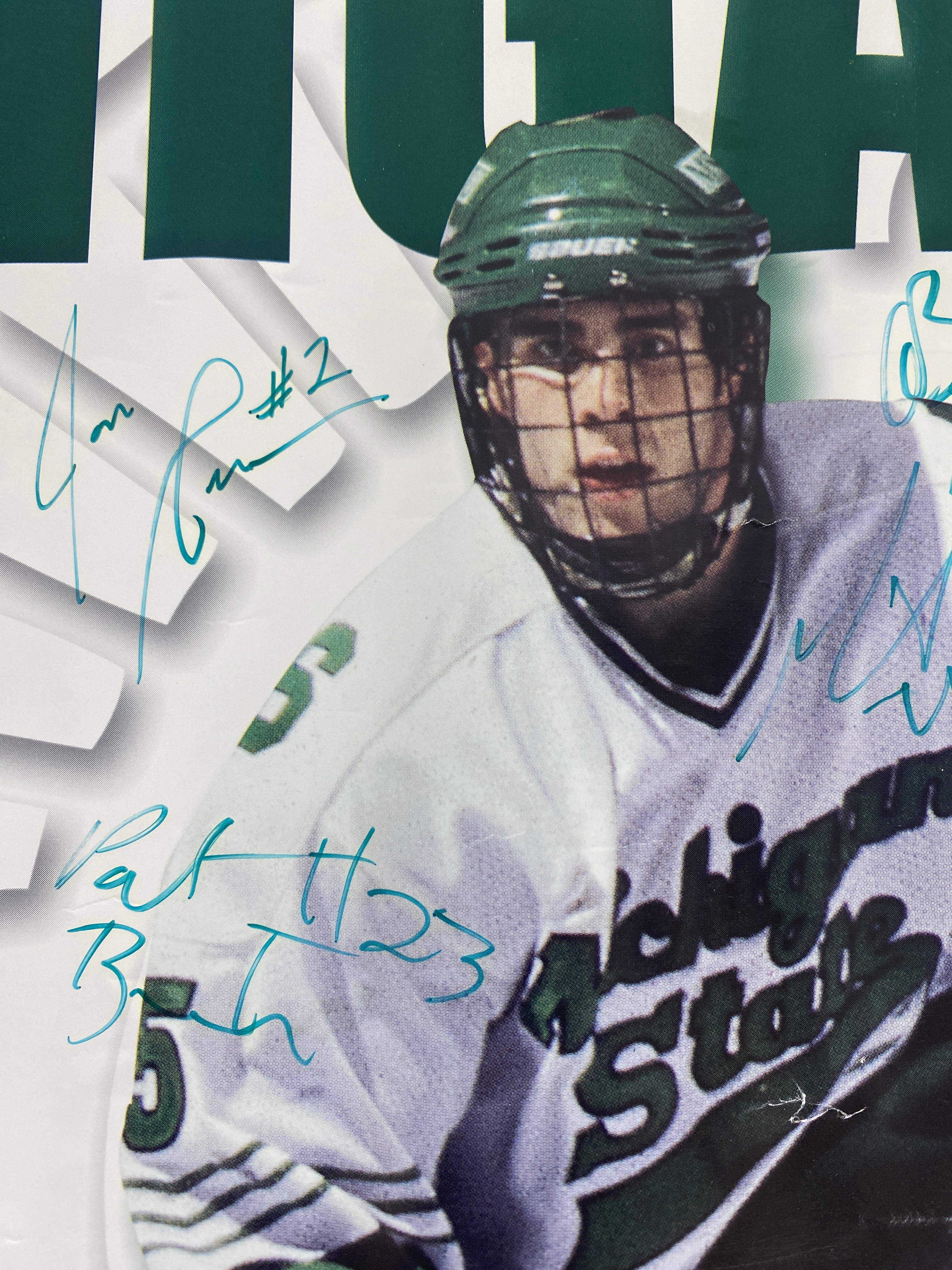 1999-2000 MSU Ice Hockey Poster Signed by Team and Ron Mason CCHA Champs