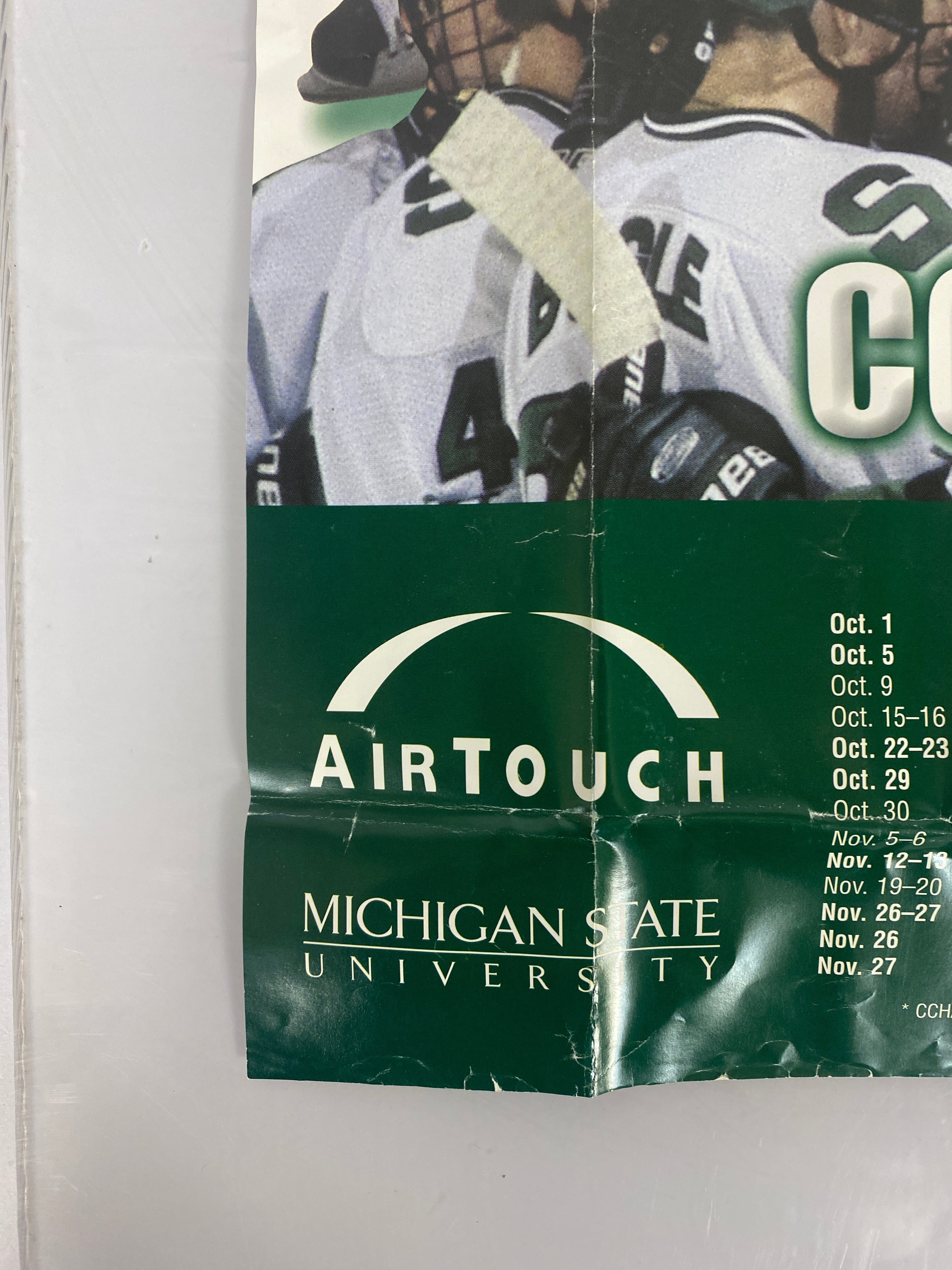 1999-2000 MSU Ice Hockey Poster Signed by Team and Ron Mason CCHA Champs