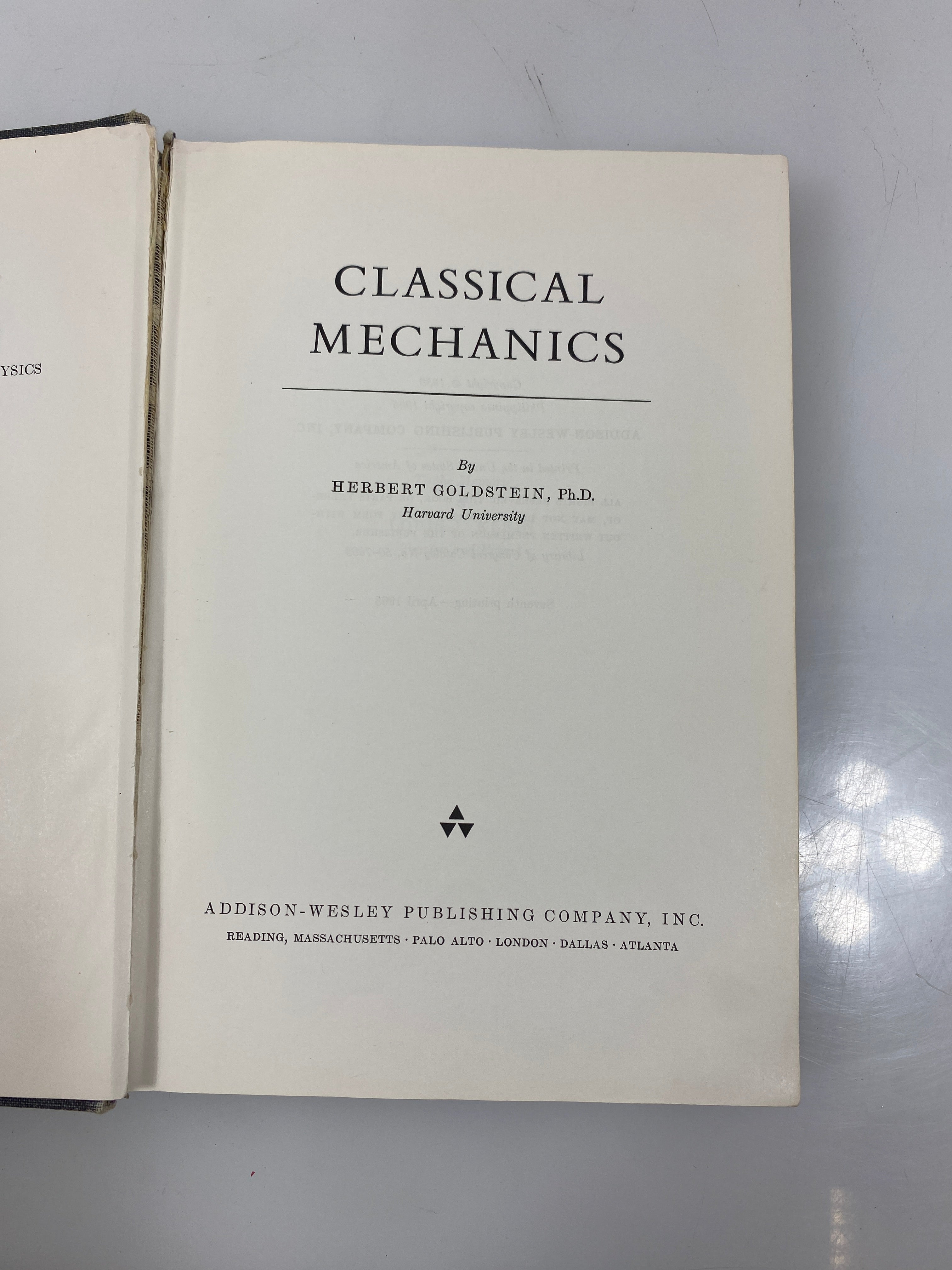 Classical Mechanics by Goldstein Ex-library 1965 HC