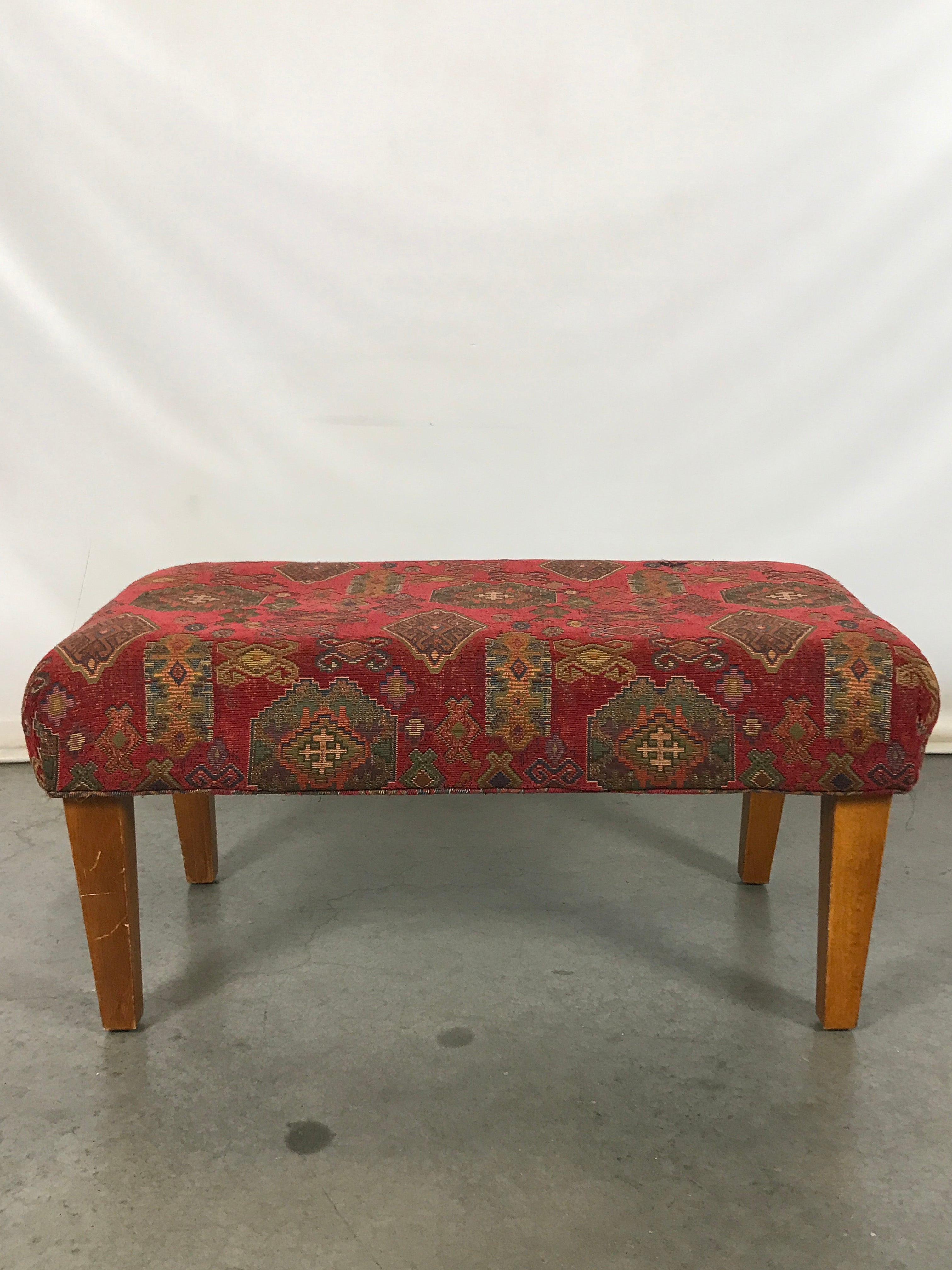Upholstered Ottoman with Wooden Legs