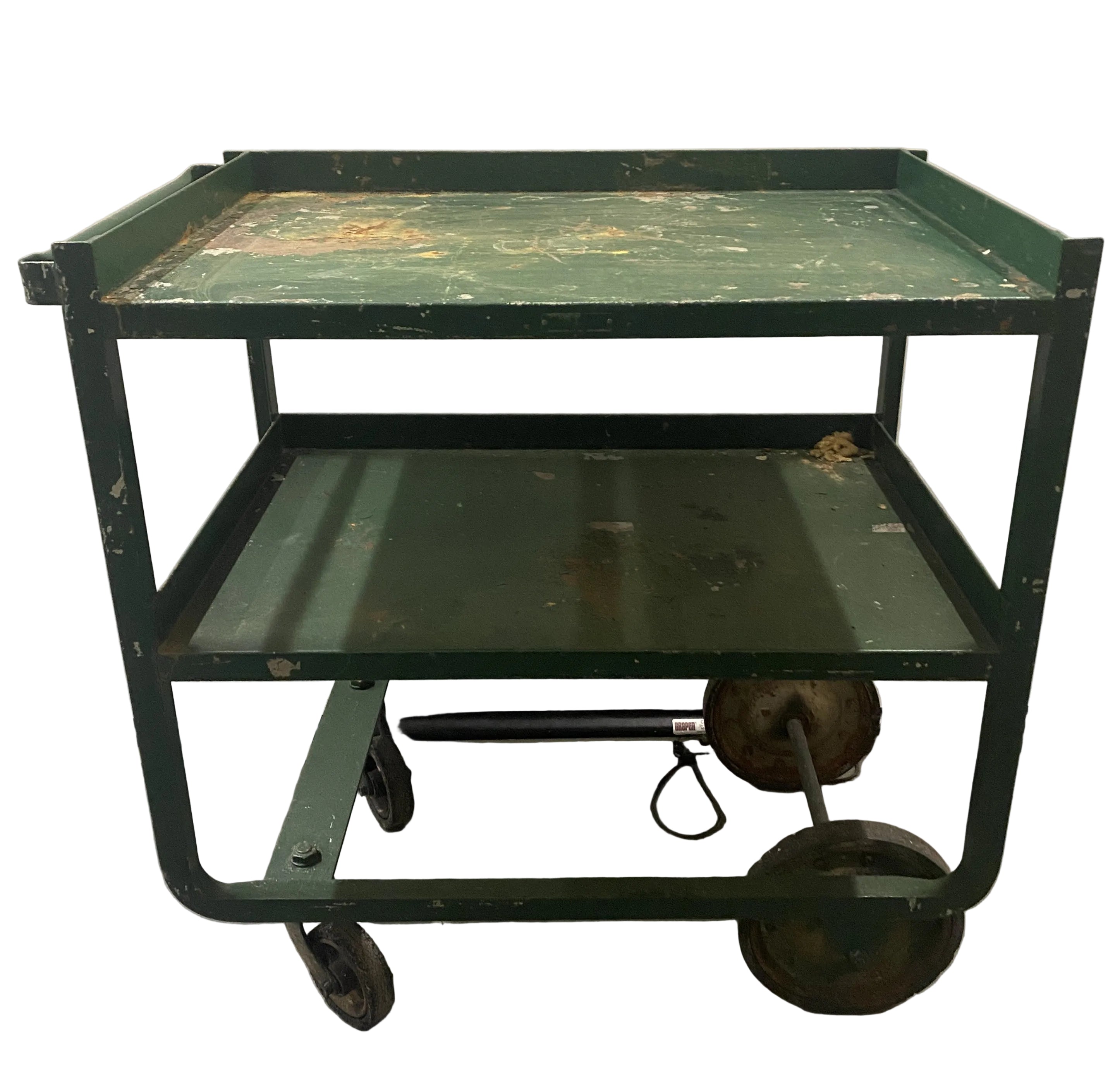 Green Metal Rolling Cart