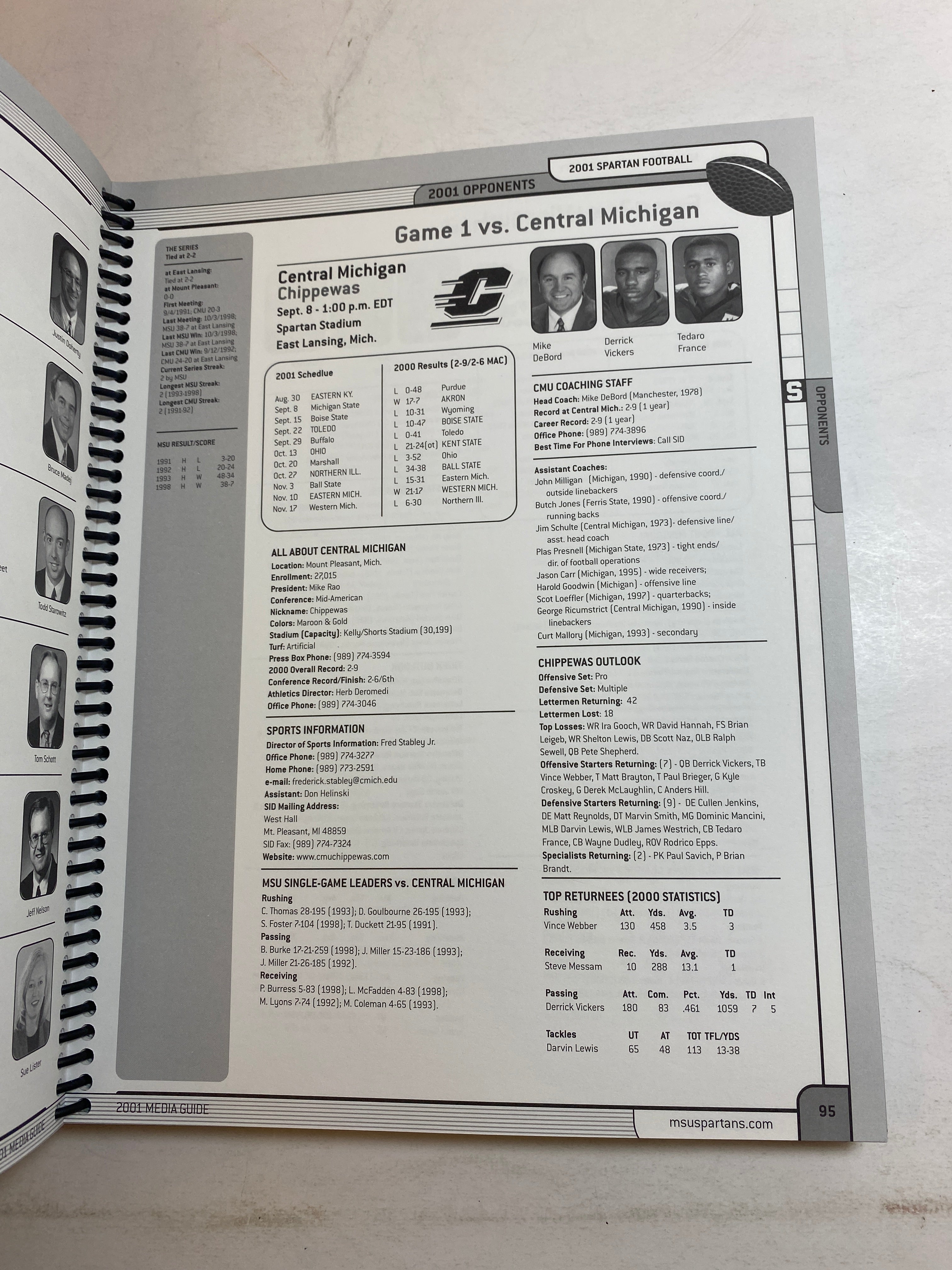 2001 MSU Michigan State Football Media Guide