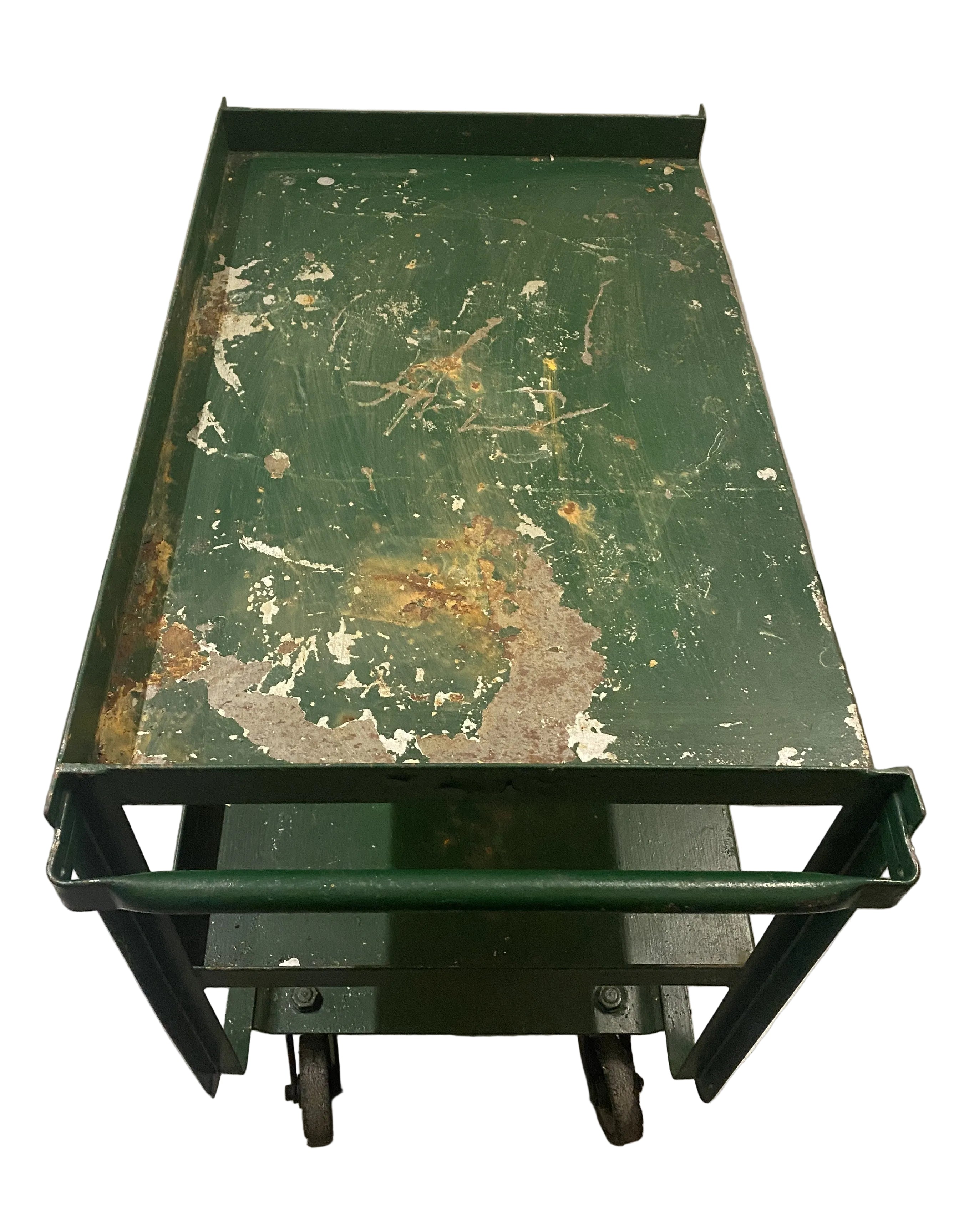 Green Metal Rolling Cart