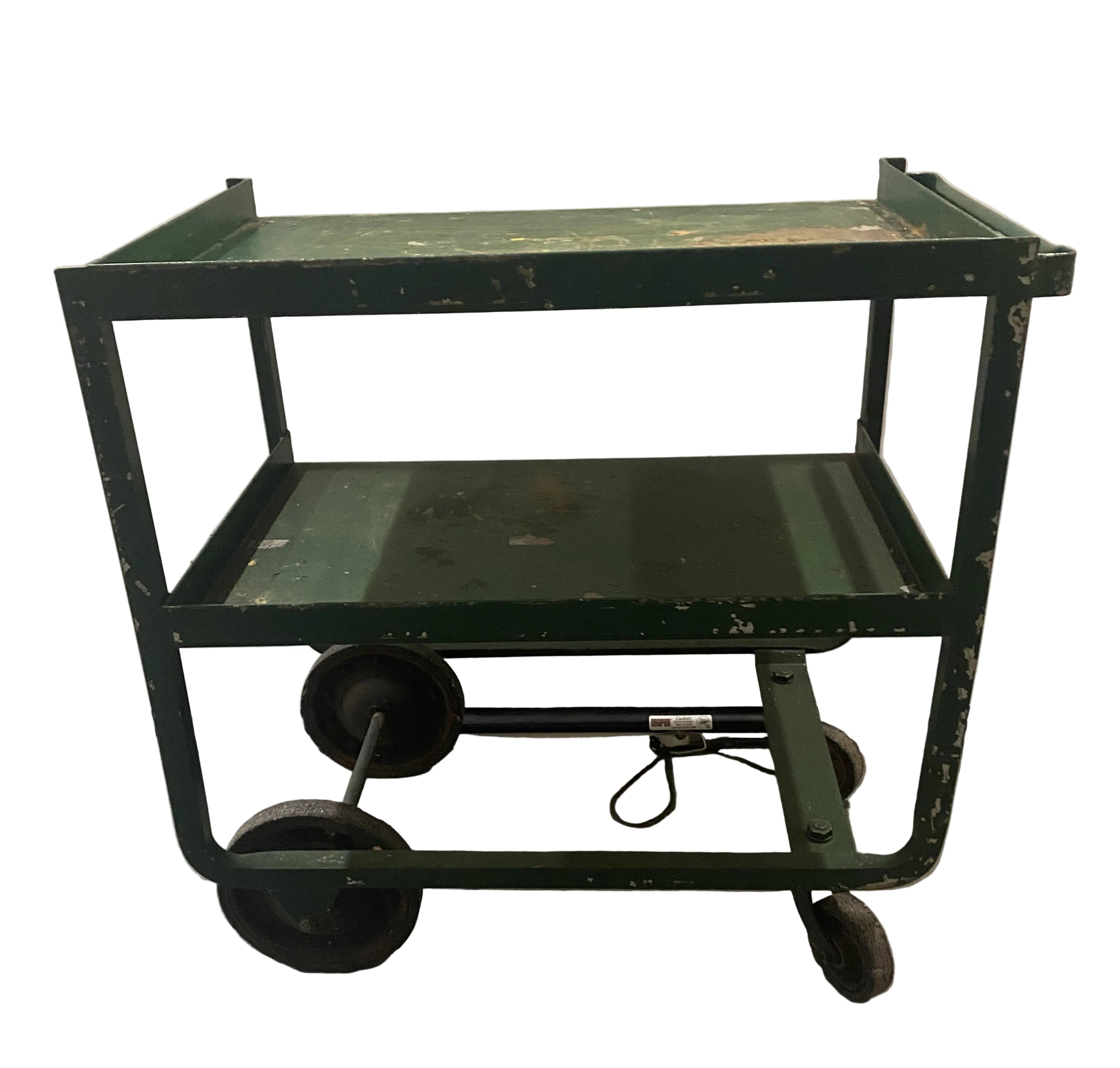 Green Metal Rolling Cart